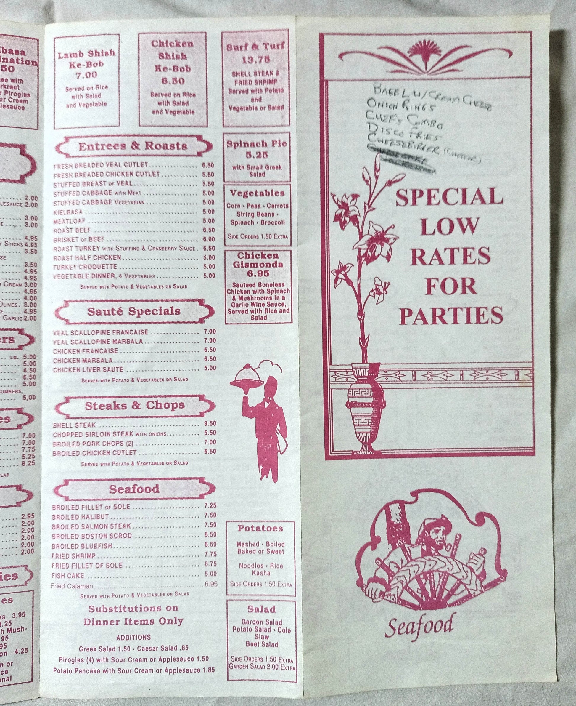 Odessa Cafe Bar Avenue A NYC Restaurant Takeout Menu Late 1990's - TulipStuff