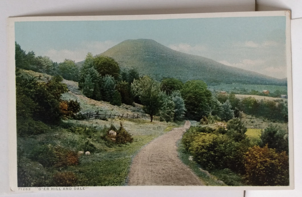 O'er Hill And Dale Country Road And Hills 1920's White Border Postcard - TulipStuff