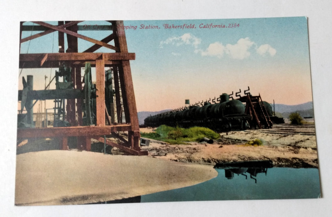 Oil Cars At Shipping Station Bakersfield California Postcard 1910 - TulipStuff
