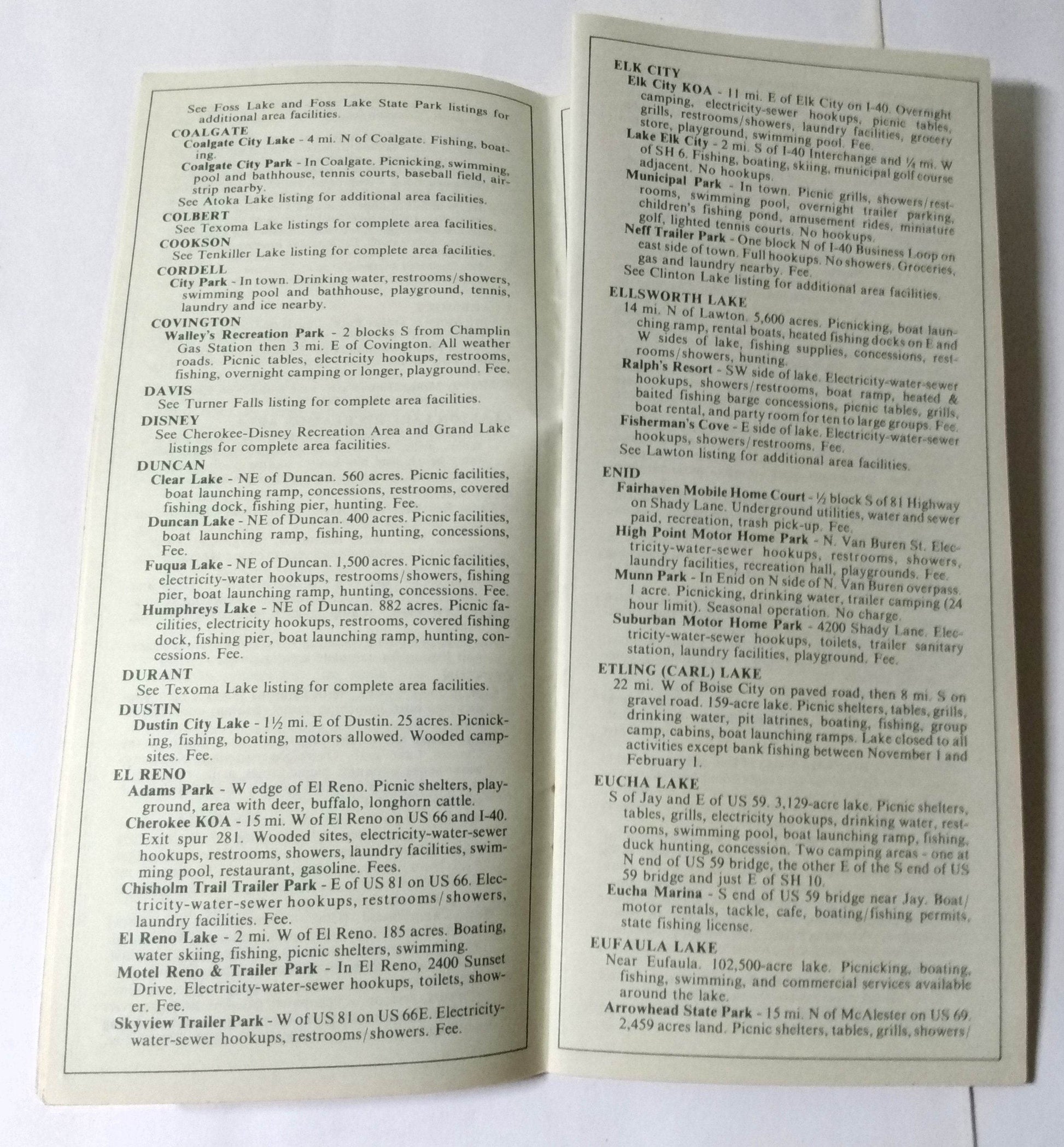 State Of Oklahoma Campers Guide 1977 Brochure - TulipStuff