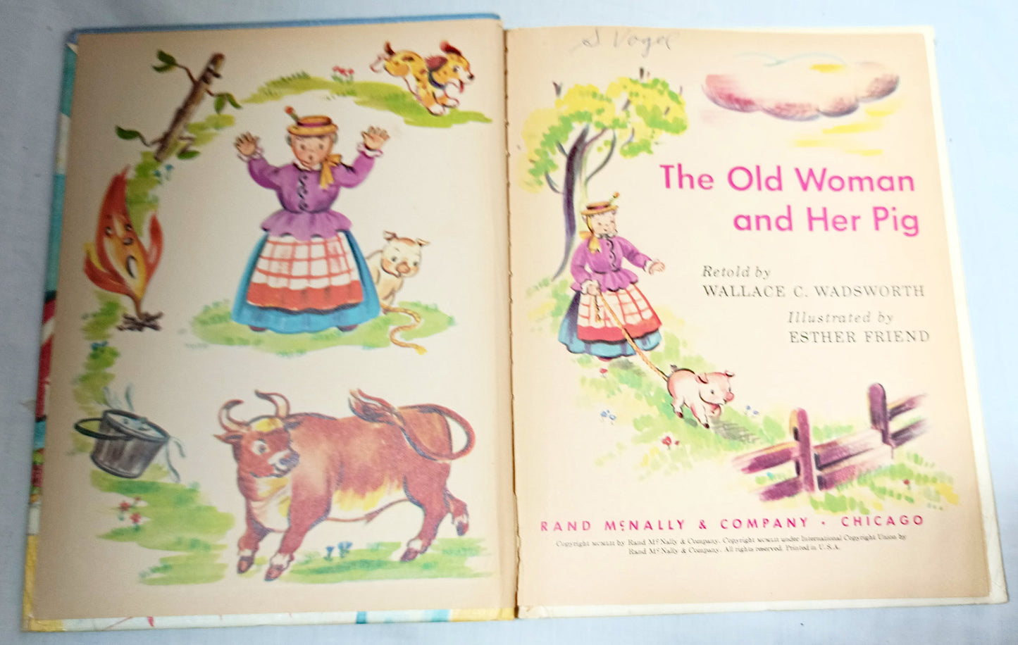 The Old Woman And Her Pig Tip-Top Elf Book Rand McNally 1952 - TulipStuff