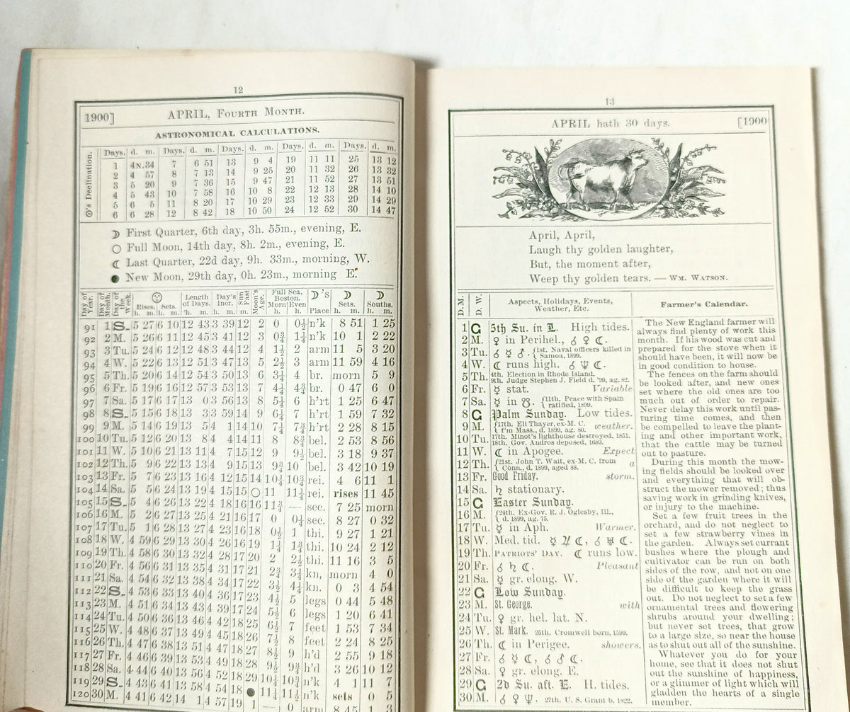 The Old Farmer's Almanac 1900 New Bedford Mass F.S. Brightman Co - TulipStuff