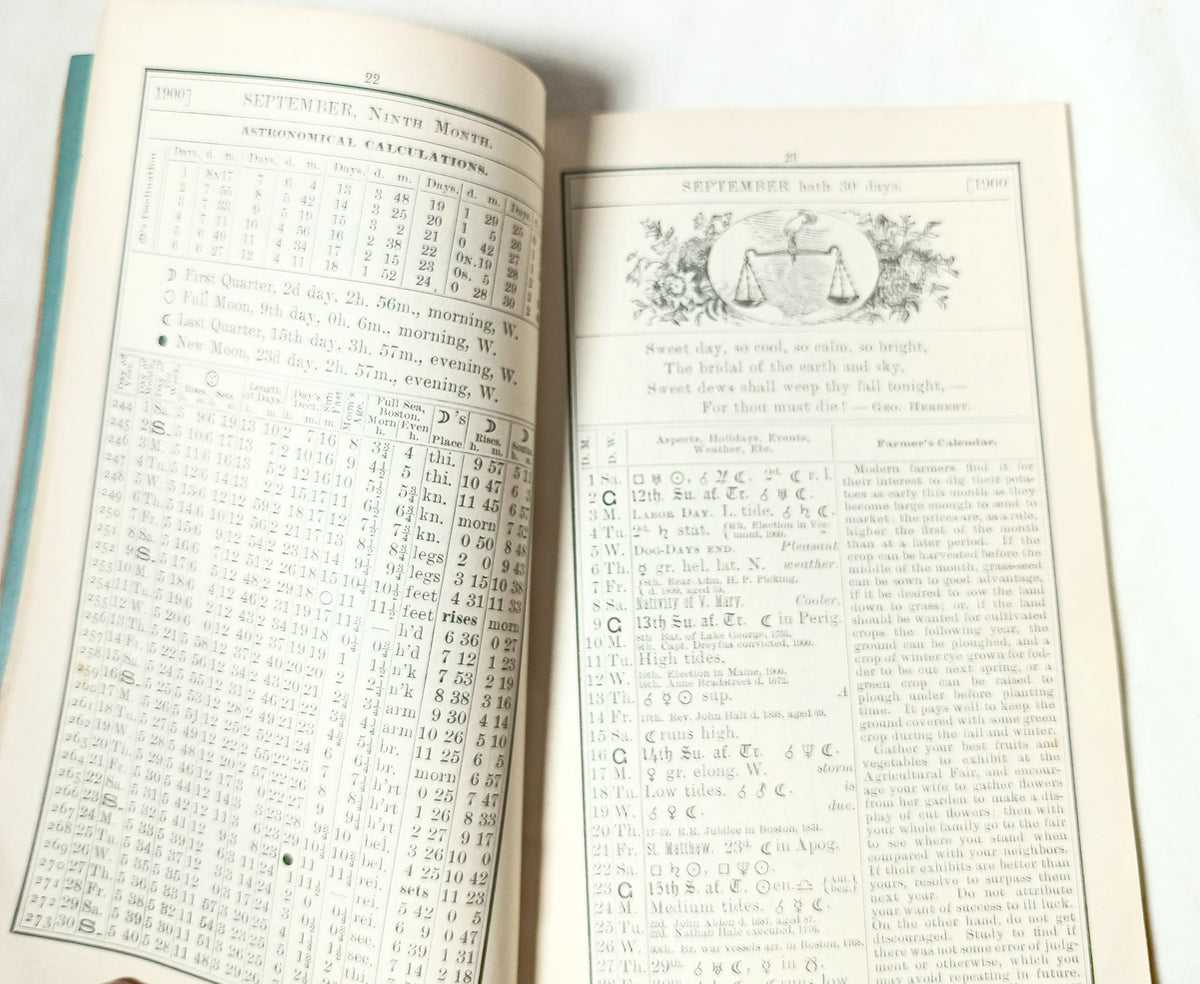 The Old Farmer's Almanac 1900 New Bedford Mass F.S. Brightman Co - TulipStuff