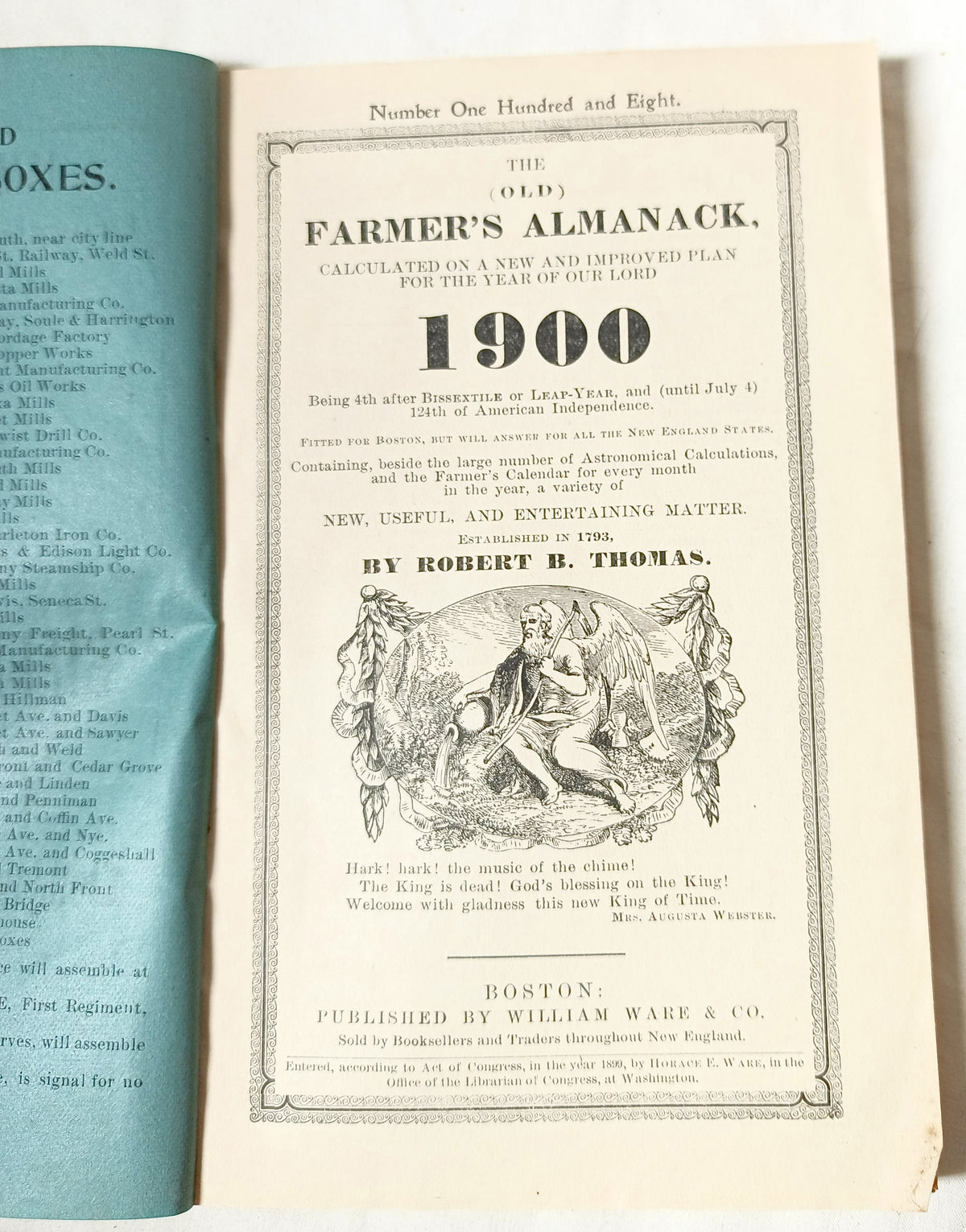 The Old Farmer's Almanac 1900 New Bedford Mass F.S. Brightman Co - TulipStuff