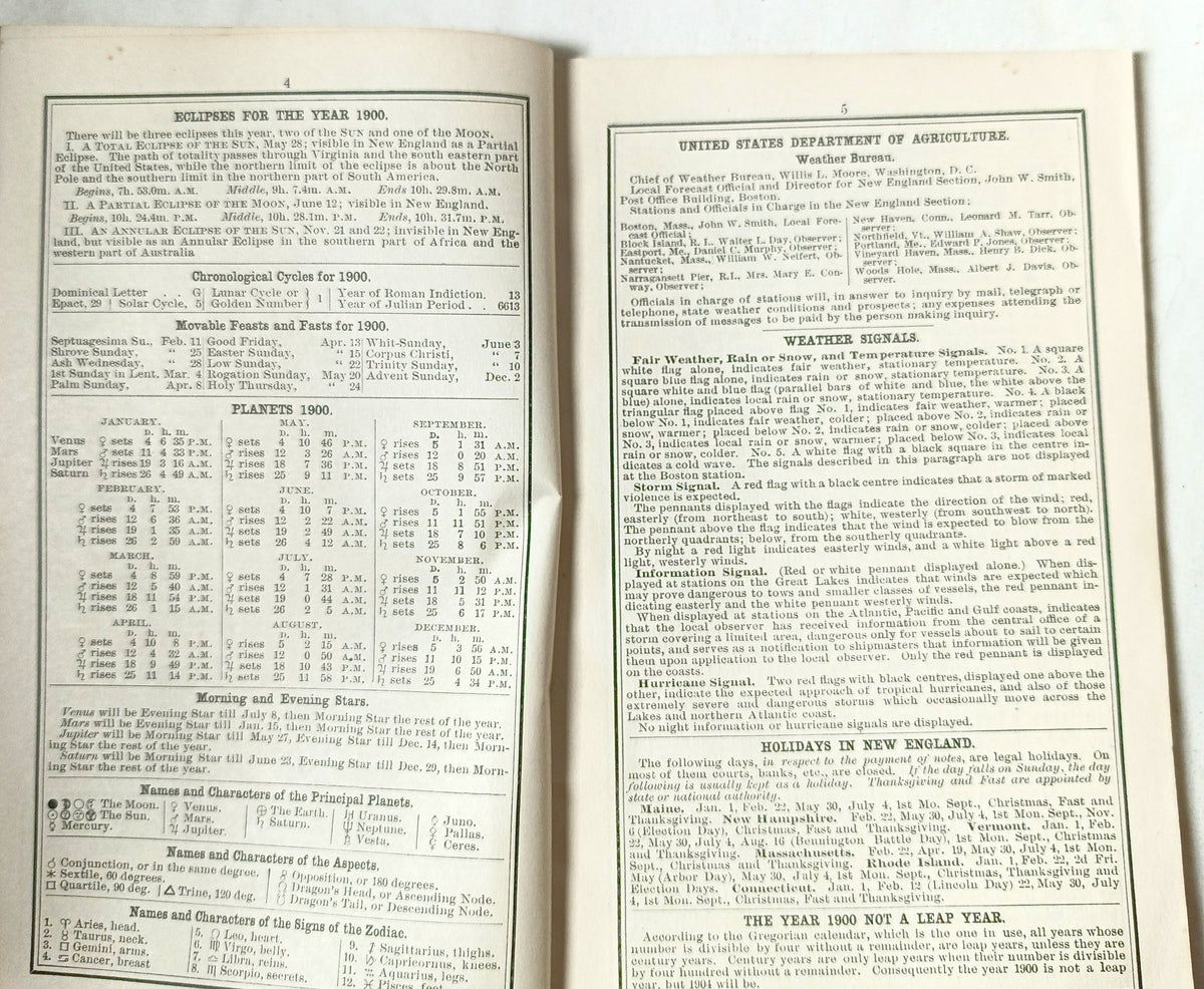 The Old Farmer's Almanac 1900 New Bedford Mass F.S. Brightman Co - TulipStuff