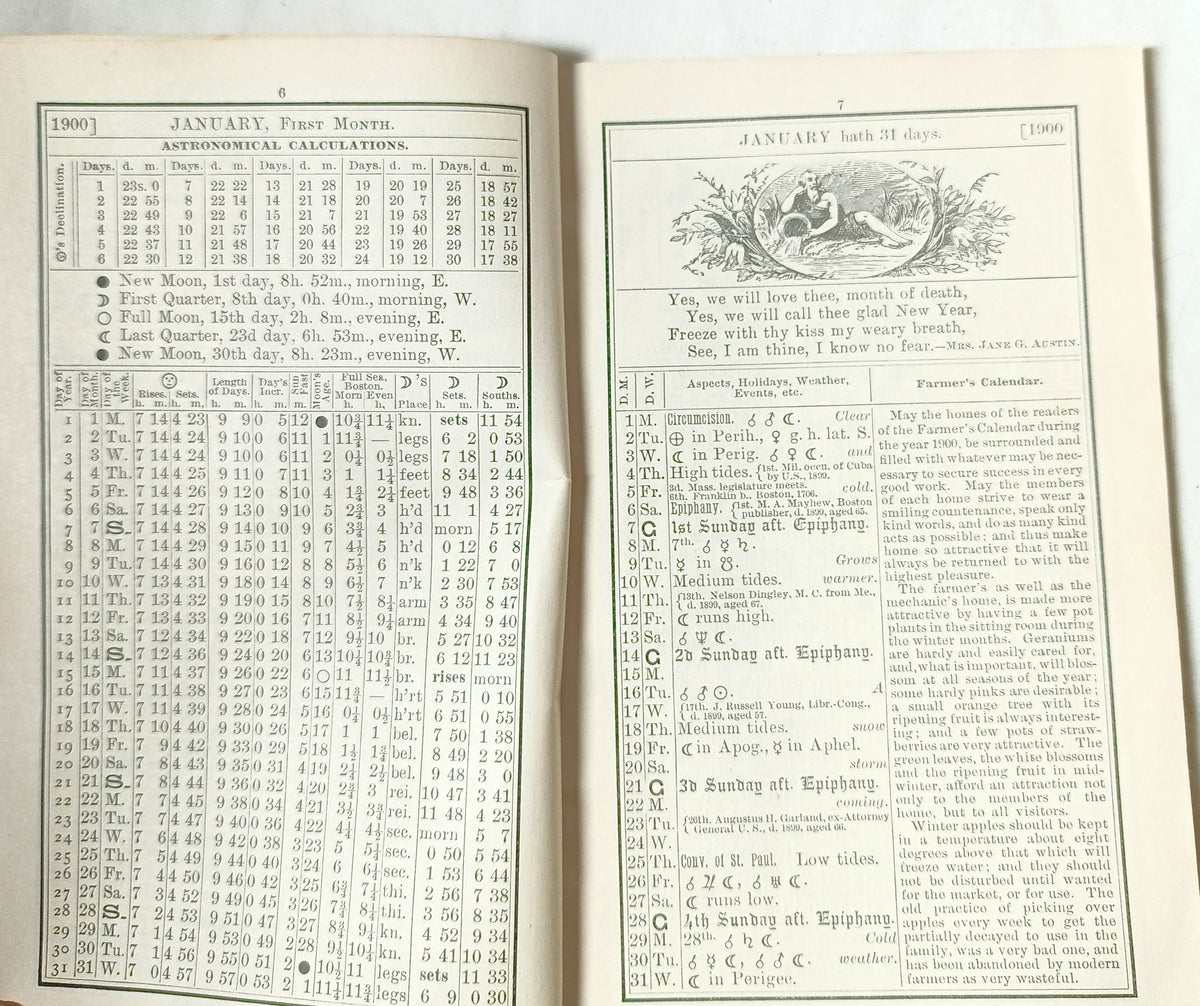 The Old Farmer's Almanac 1900 New Bedford Mass F.S. Brightman Co - TulipStuff