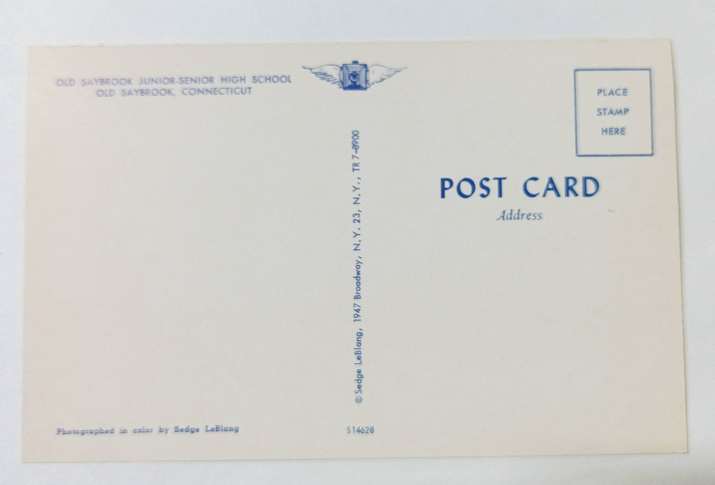 Old Saybrook Junior Senior High School Connecticut 1960's Postcard - TulipStuff