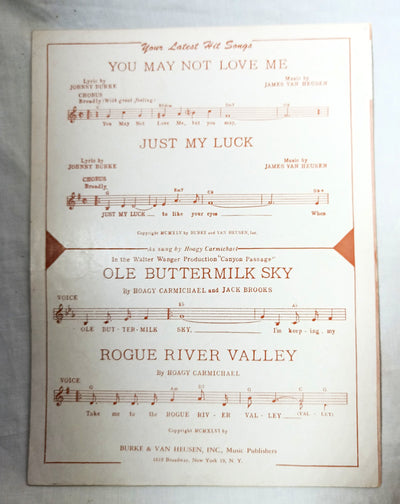 Ole Buttermilk Sky Canyon Passage Hoagy Carmichael Sheet Music 1946 - TulipStuff
