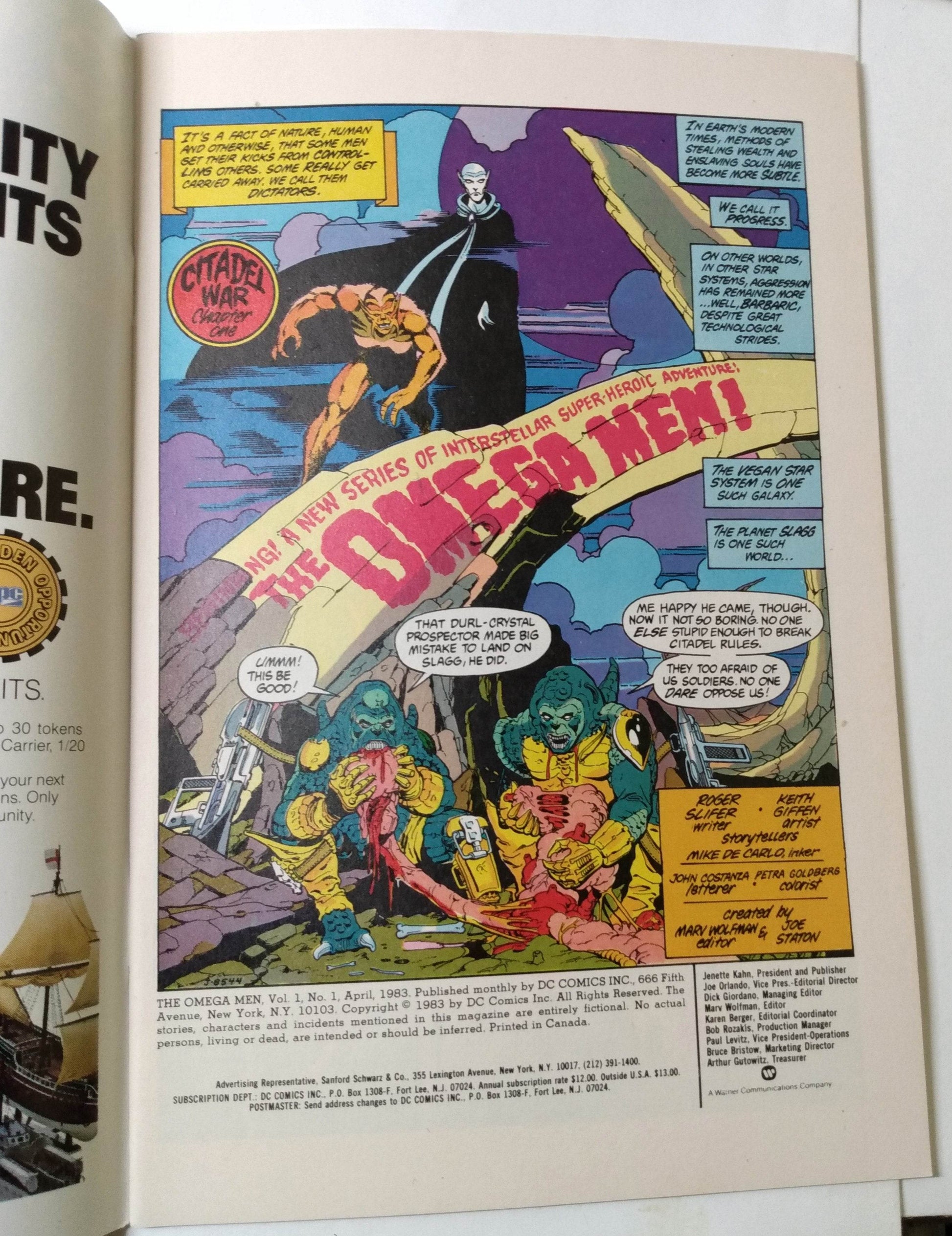 The Omega Men Issue #1 April 1983 Citadel War Bronze Age DC Comics - TulipStuff