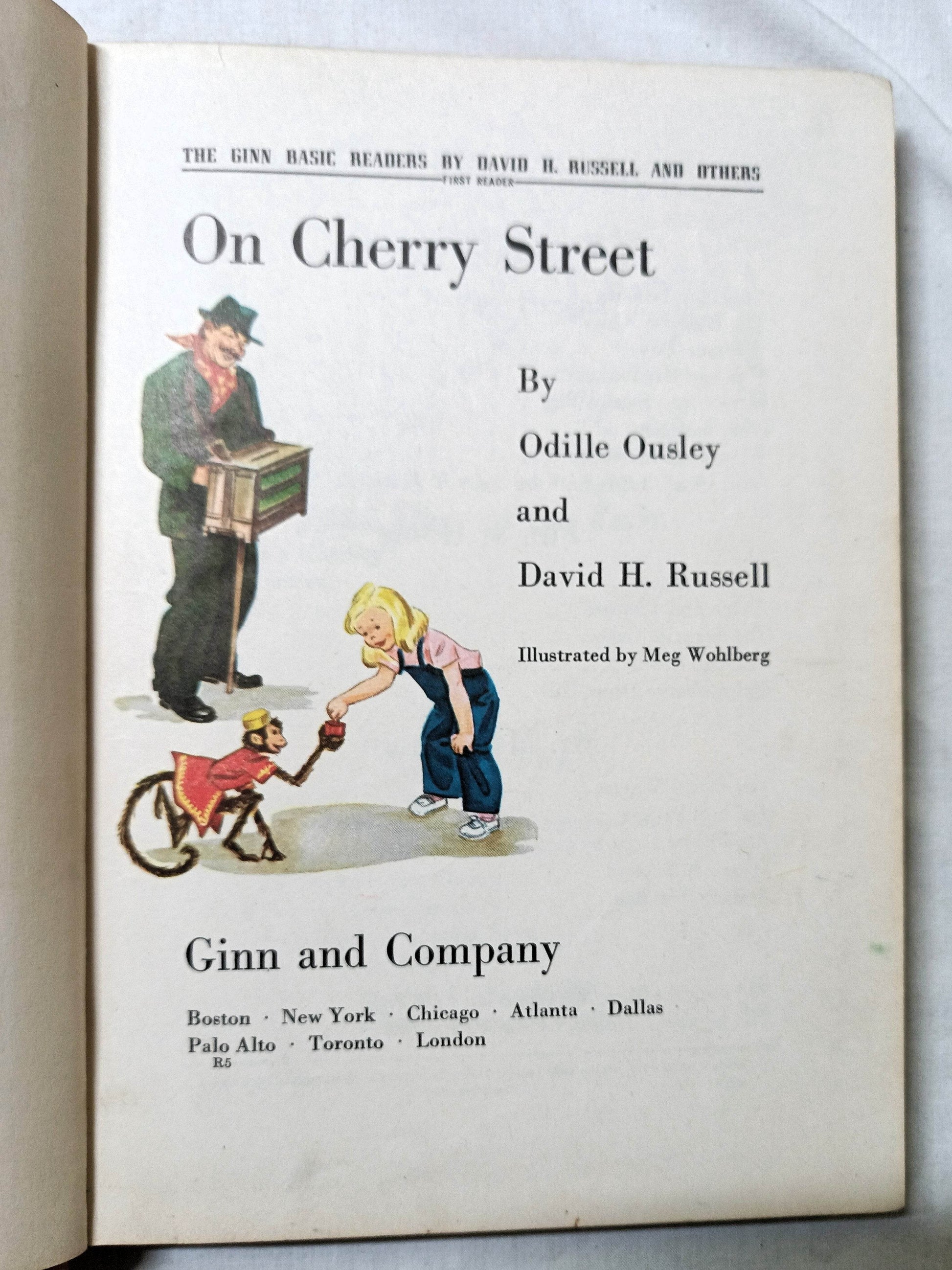On Cherry Street Ginn Basic Readers Russell Hardcover Schoolbook 1953 - TulipStuff