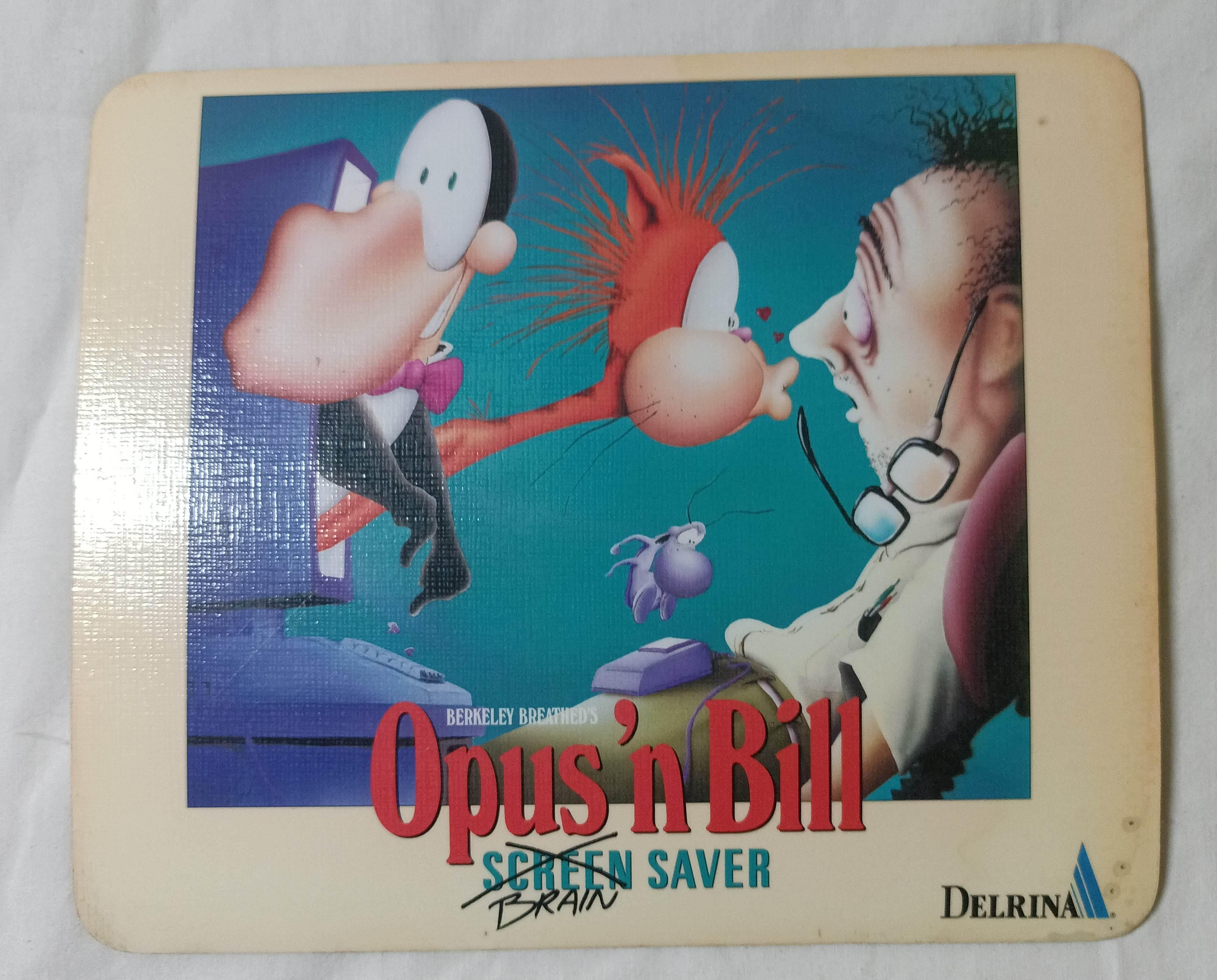 Delrina Delrina Berke Breathed's Opus N Bill Brain Screen Saver Mouse Pad 1993 ...