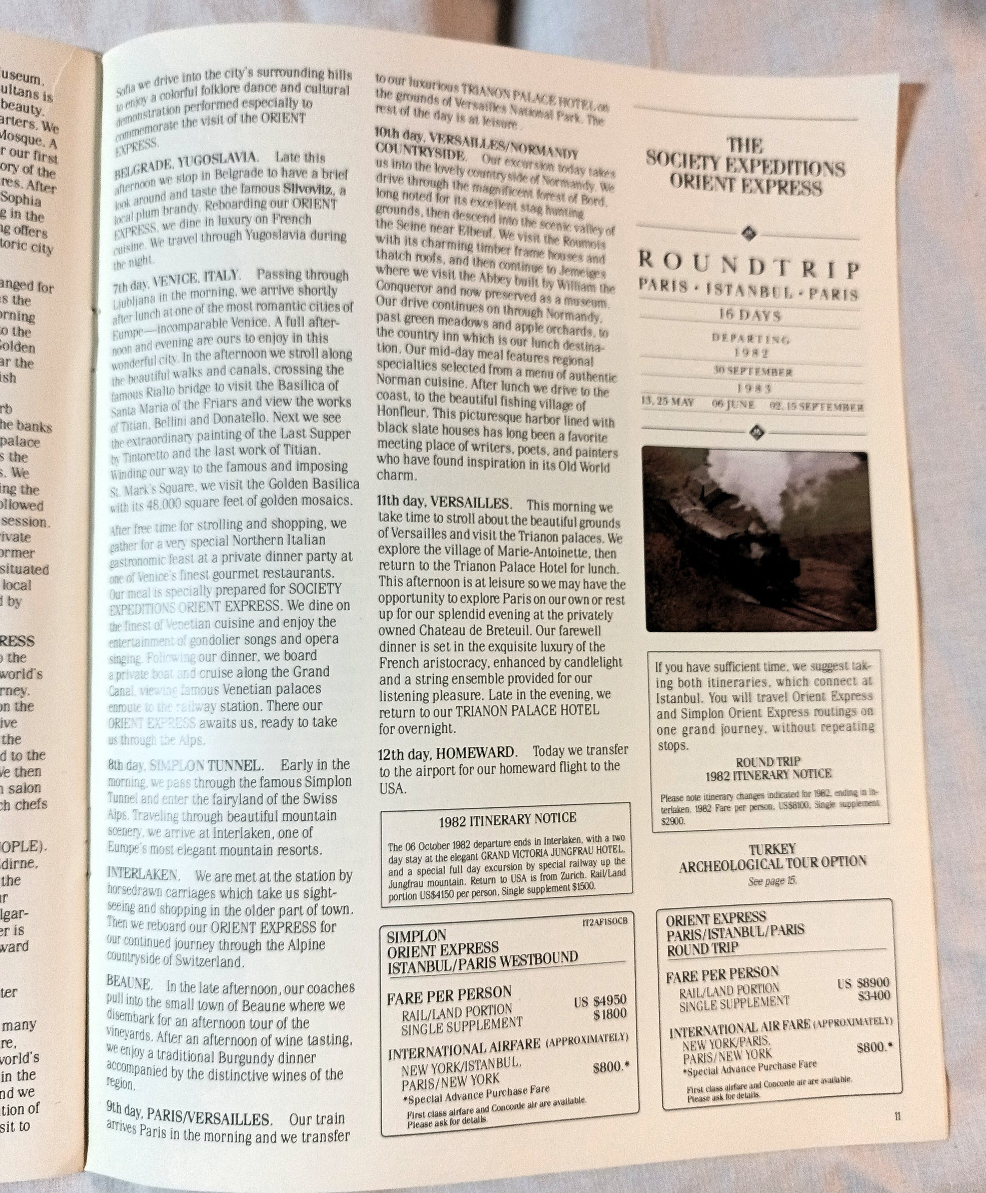 Orient Express Private Train Paris Istanbul Society Expeditions 1982-83 - TulipStuff