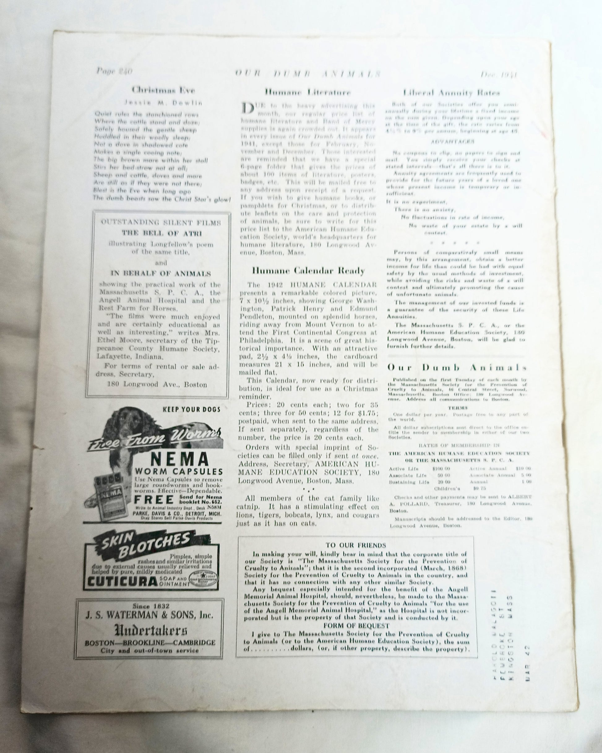 Our Dumb Animals Magazine December 1941 Xmas Issue Water Buffalo Pets - TulipStuff