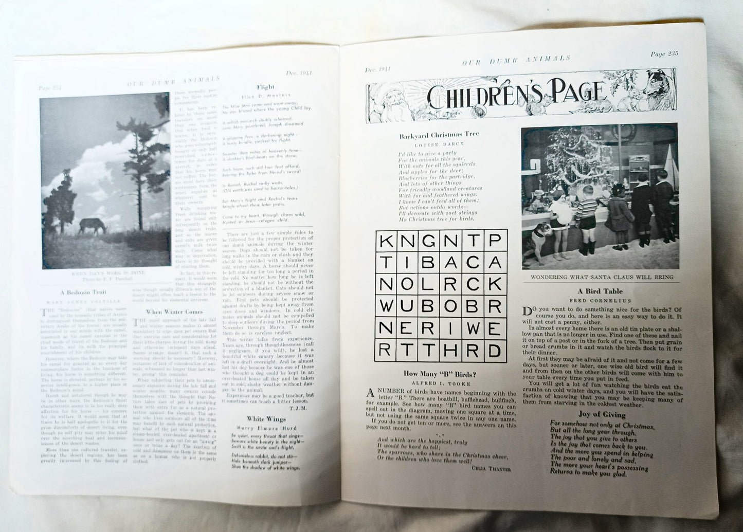 Our Dumb Animals Magazine December 1941 Xmas Issue Water Buffalo Pets - TulipStuff
