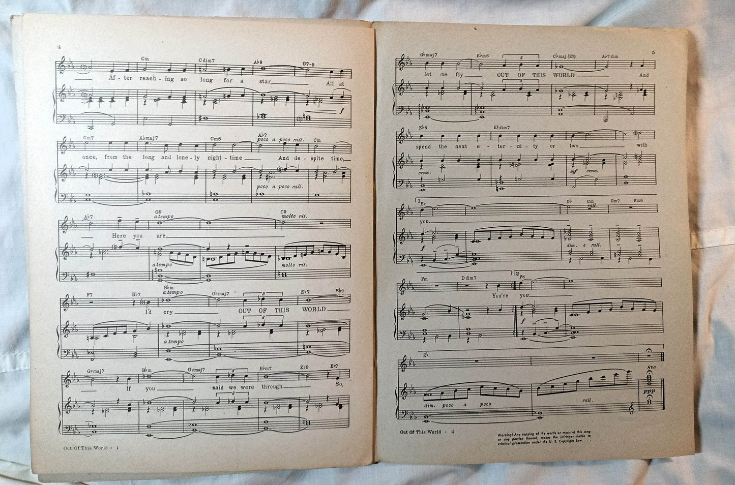 Out Of This World Bing Crosby Eddie Bracken Veronica Lake Sheet Music 1945 - TulipStuff
