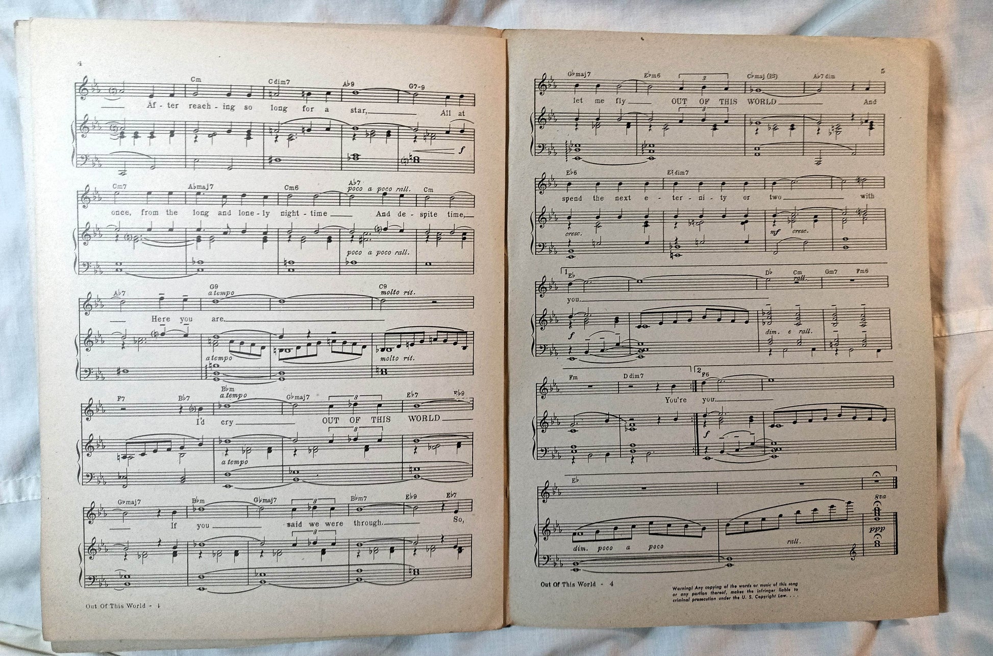 Out Of This World Bing Crosby Eddie Bracken Veronica Lake Sheet Music 1945 - TulipStuff