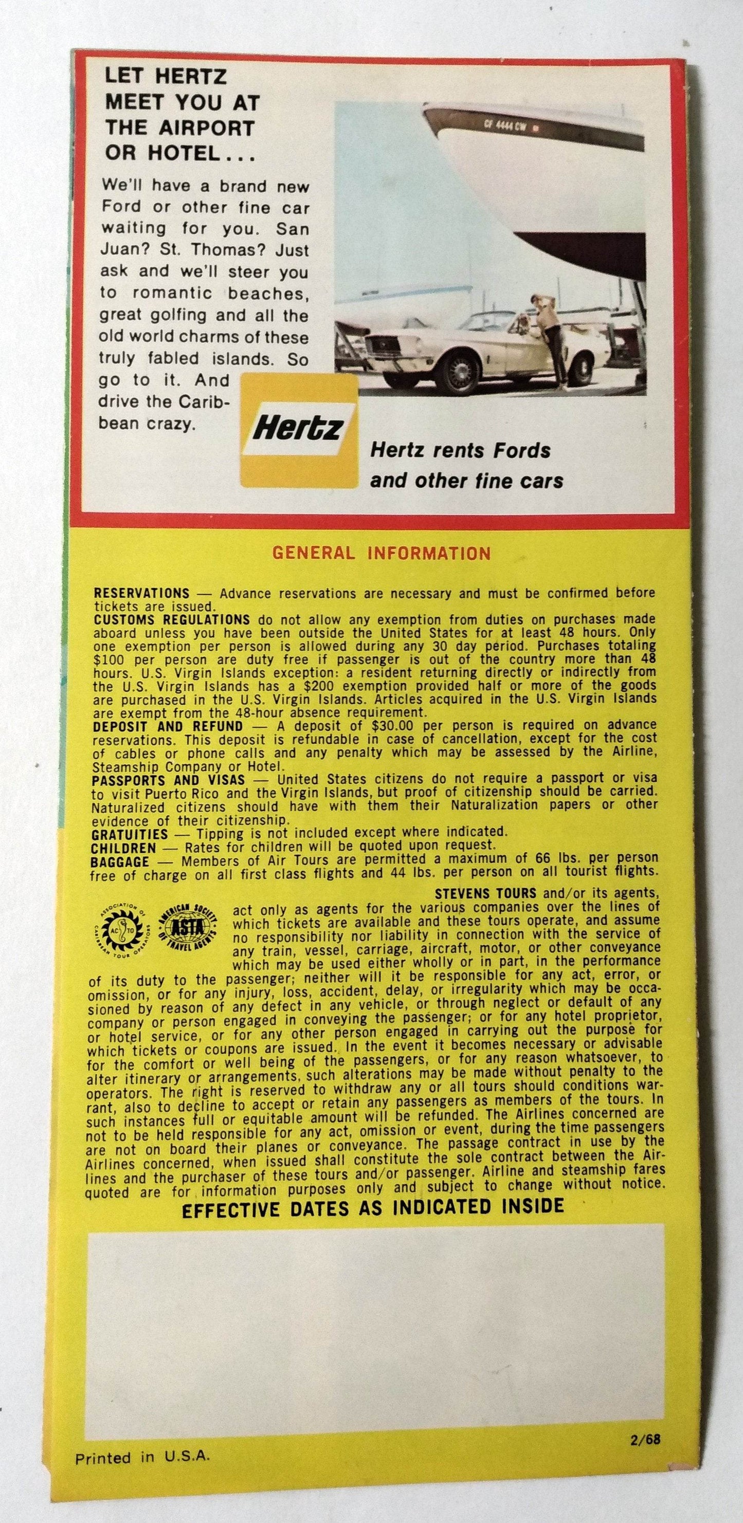 Pan Am Holidays Jet To Puerto Rico Virgin Islands Brochure 1968 - TulipStuff