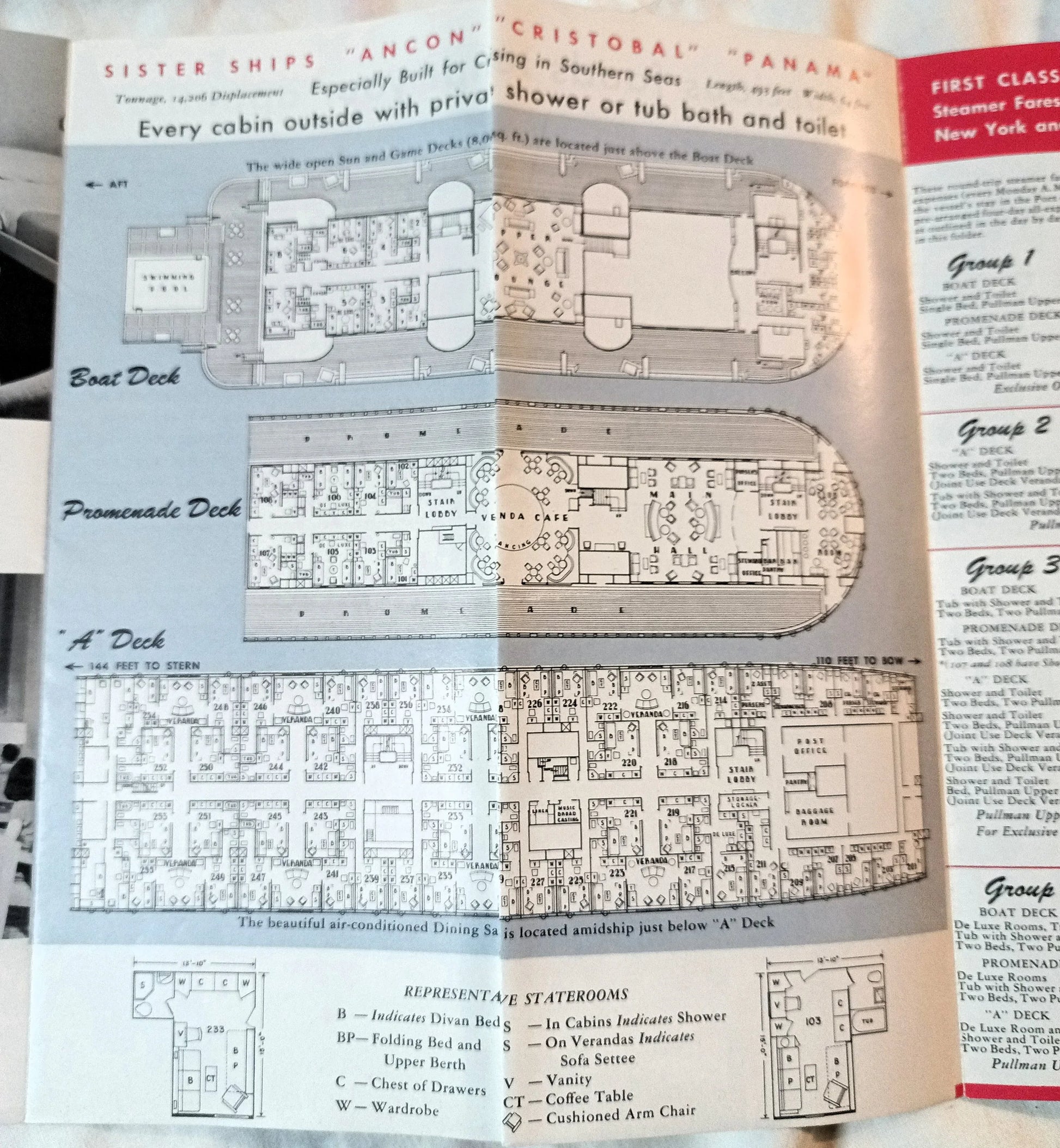 Panama Line ss Ancon ss Cristobal ss Panama Cruise Brochure 1951 - TulipStuff