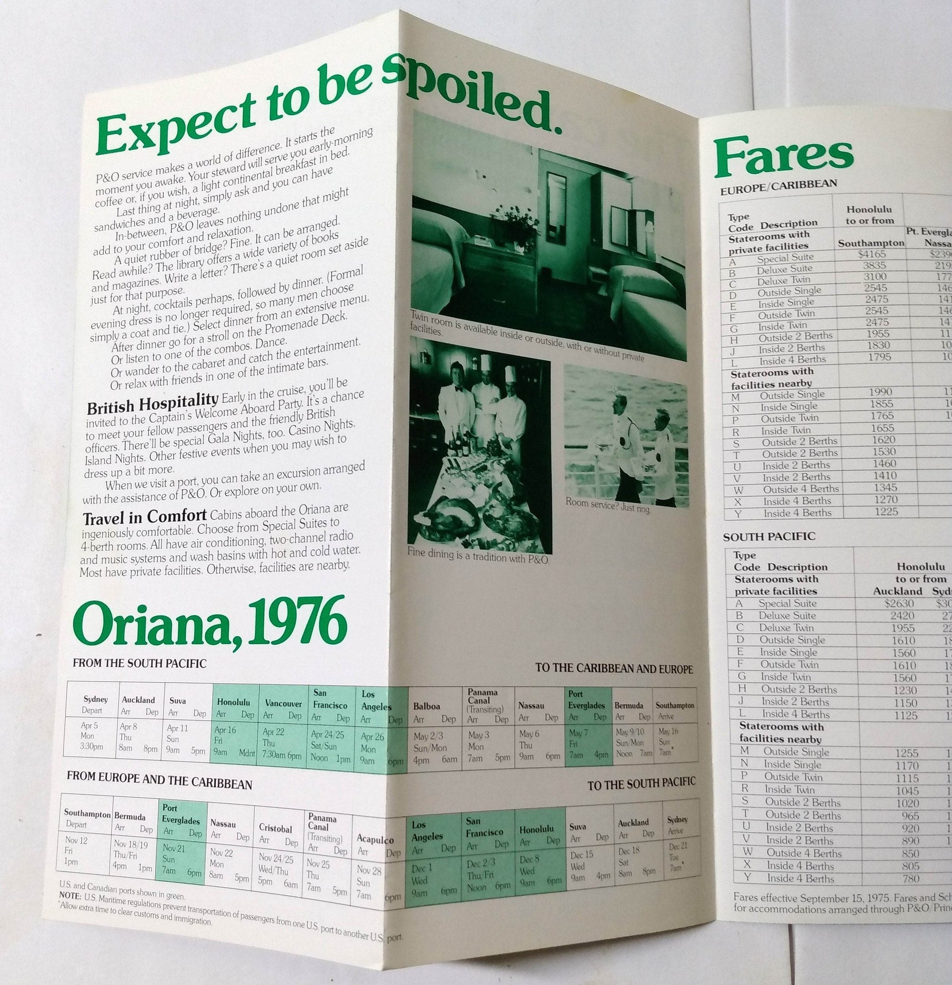 P&O 1976 ss Oriana Europe Caribbean South Pacific Cruises Brochure - TulipStuff