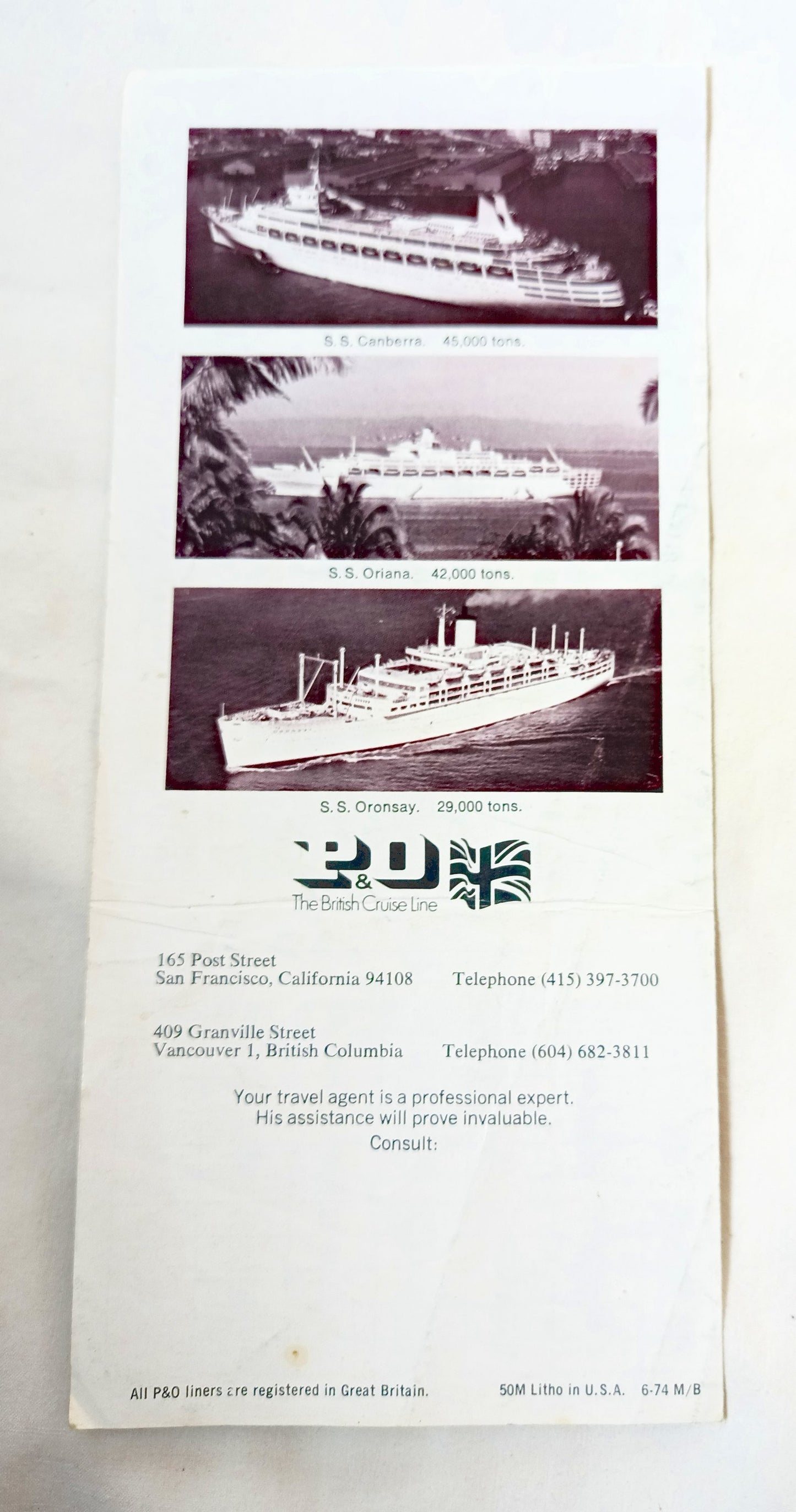 P&O 1974/75 Panama Canal Caribbean Sailings Canberra Oriana Oronsay - TulipStuff