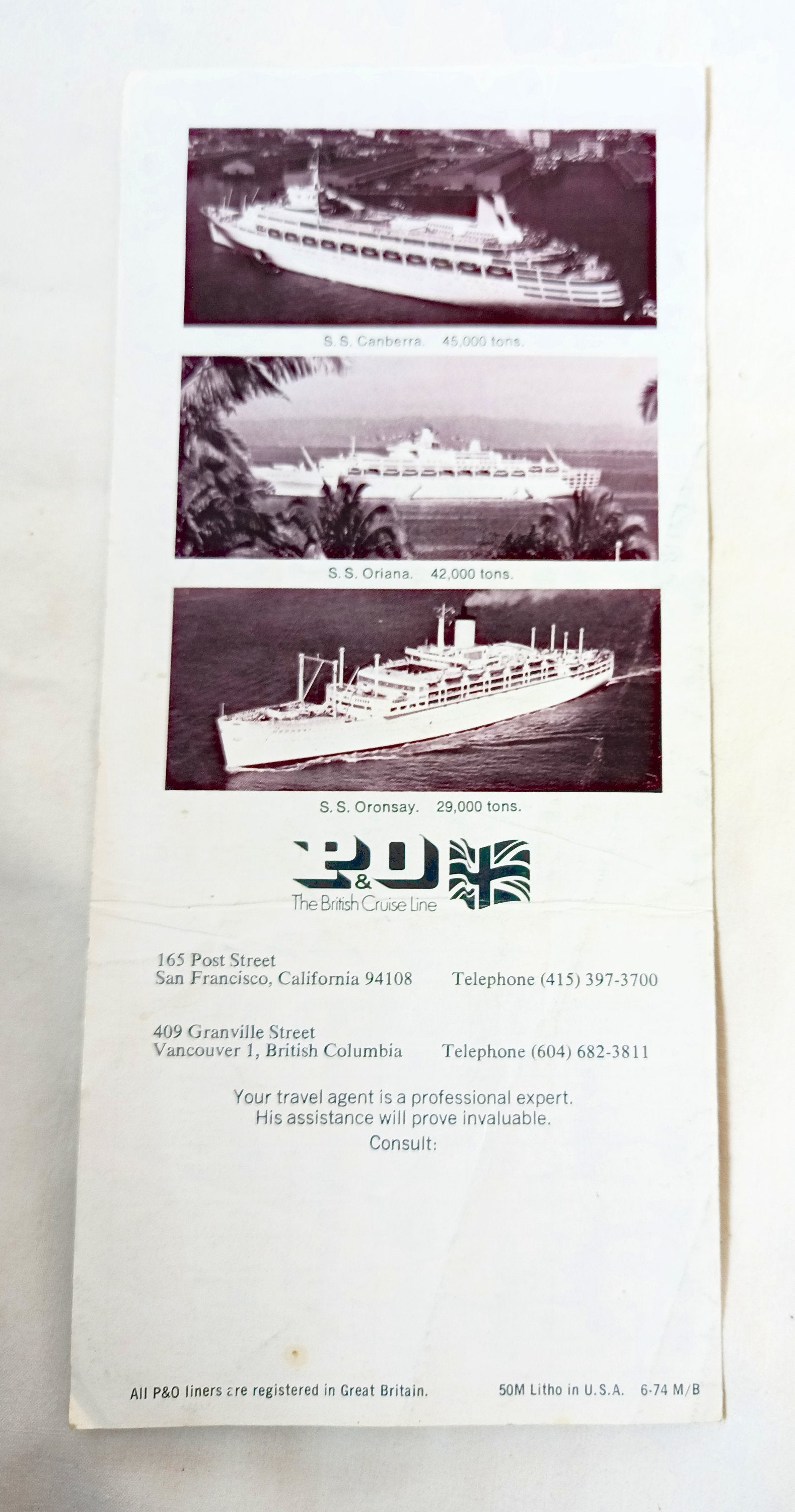 P&O 1974/75 Panama Canal Caribbean Sailings Canberra Oriana Oronsay - TulipStuff