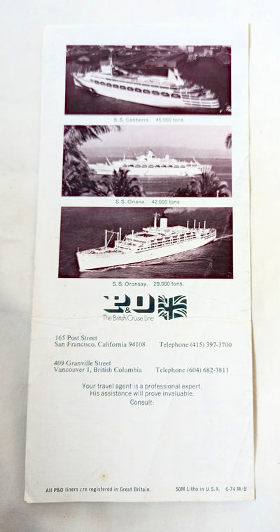 P&O 1974/75 Panama Canal Caribbean Sailings Canberra Oriana Oronsay - TulipStuff
