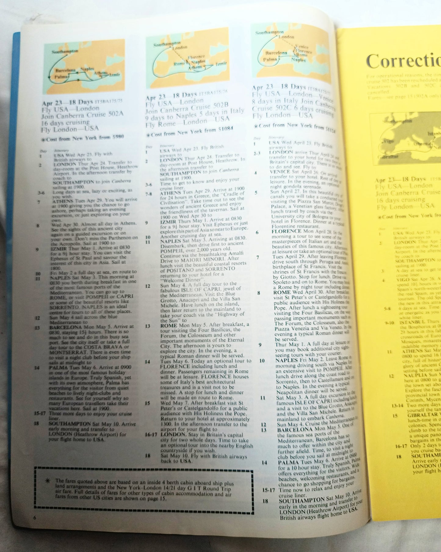 P&O 1975 Mediterranean Fly/Cruises Canberra Oriana - TulipStuff