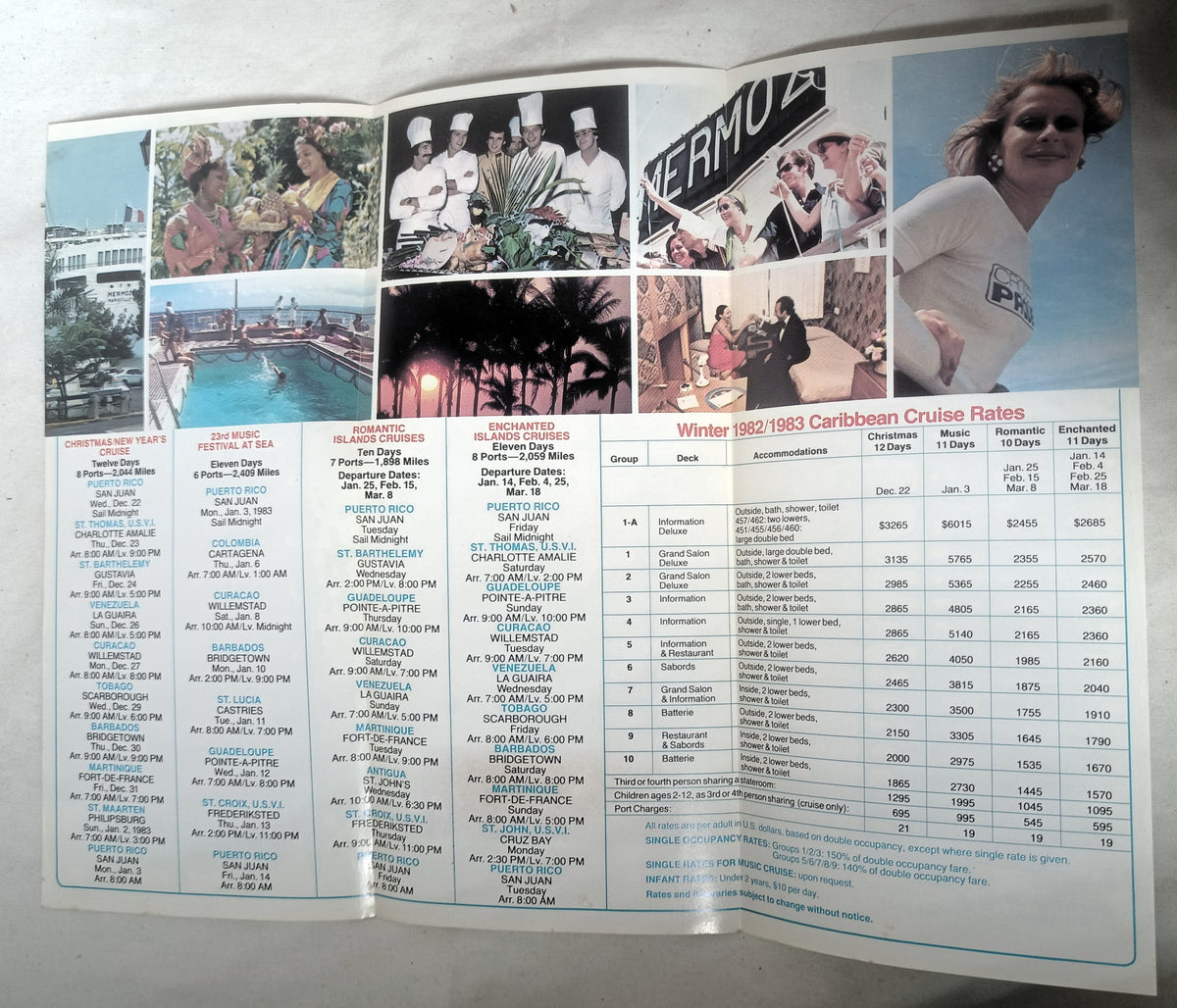 Paquet French Cruises MS Mermoz Winter/Spring 1982/83 Caribbean Brochure - TulipStuff