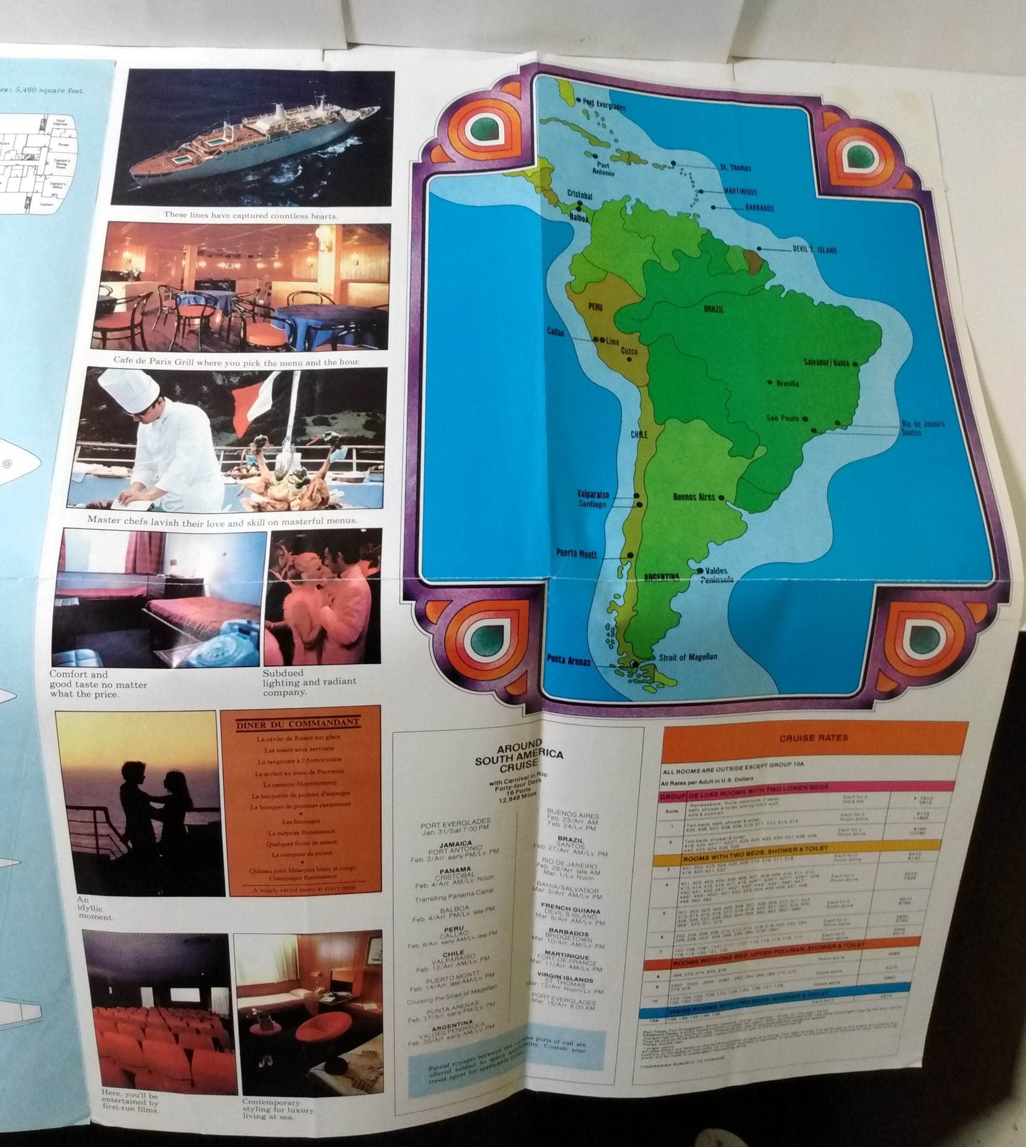 Paquet French Cruises ms Renaissance 1976 South America Brochure - TulipStuff