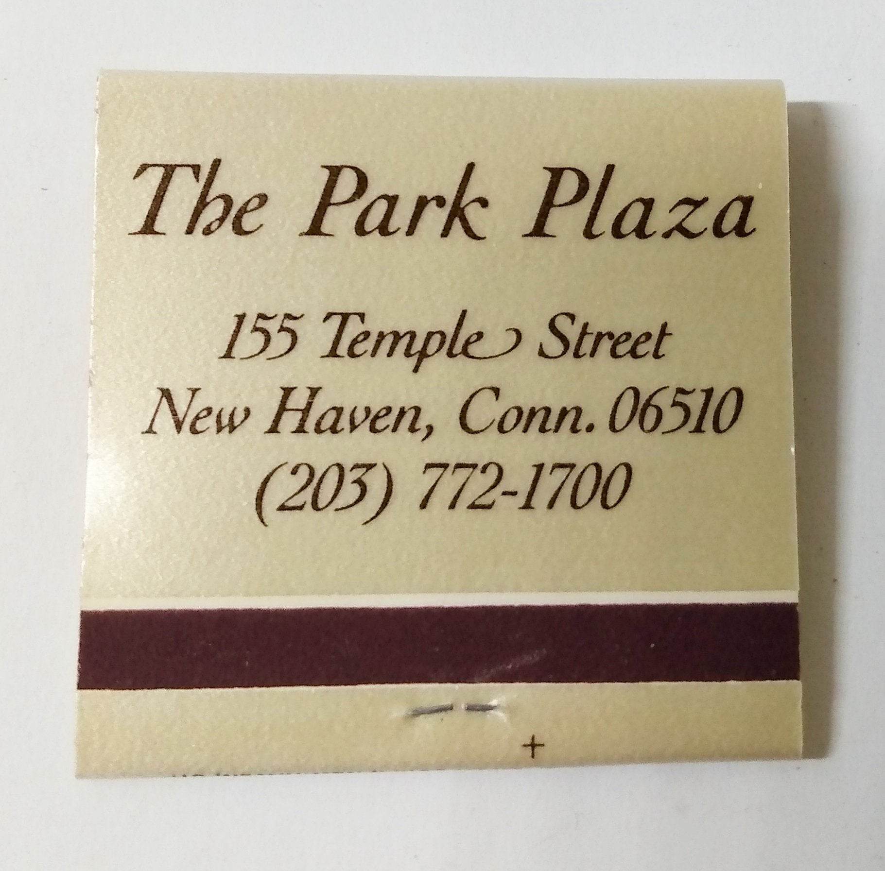The Park Plaza Hotel Temple St New Haven Connecticut Matchbook 1970's - TulipStuff
