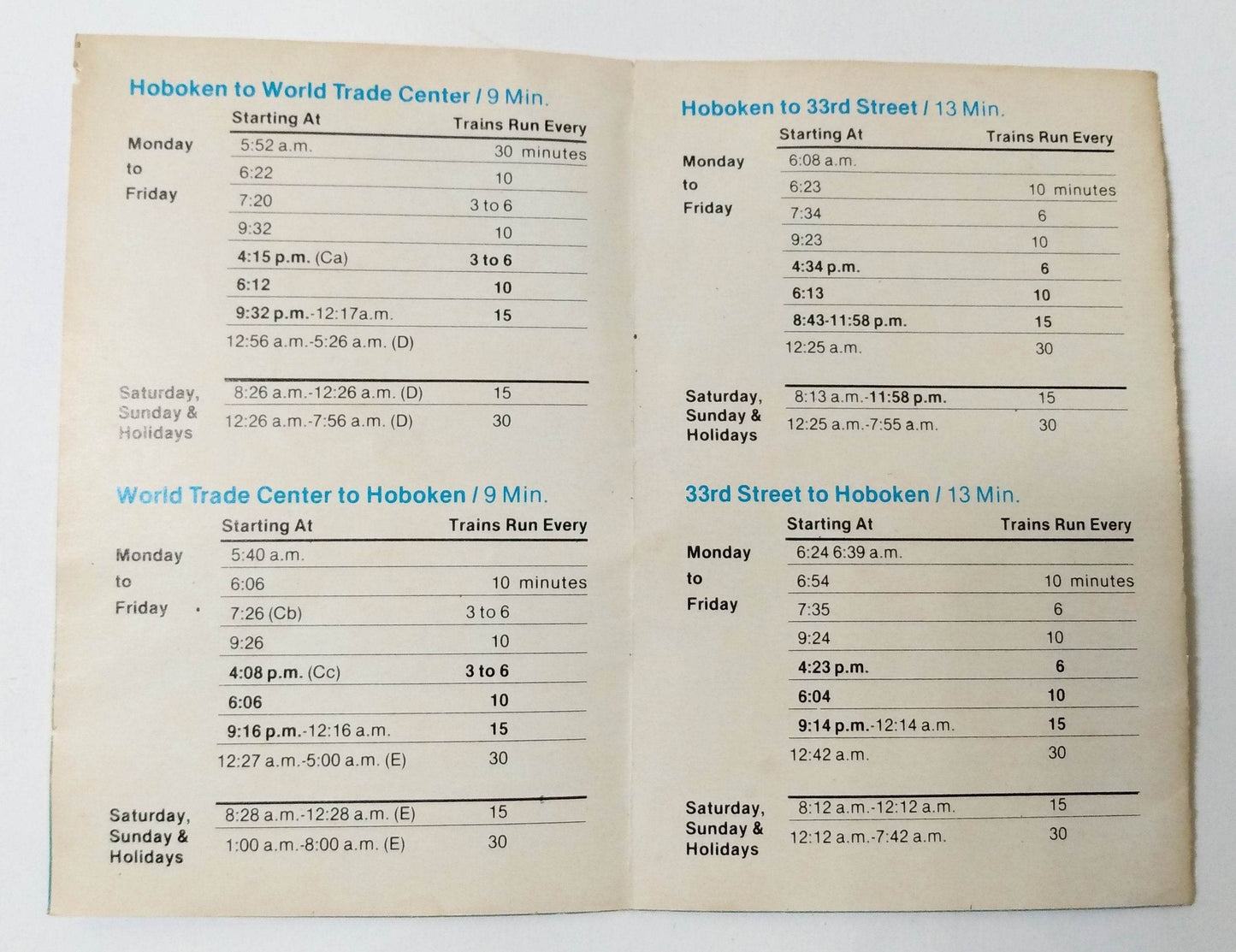 PATH Map Guide Subway Train Schedules NY NJ World Trade Center 1982 - TulipStuff