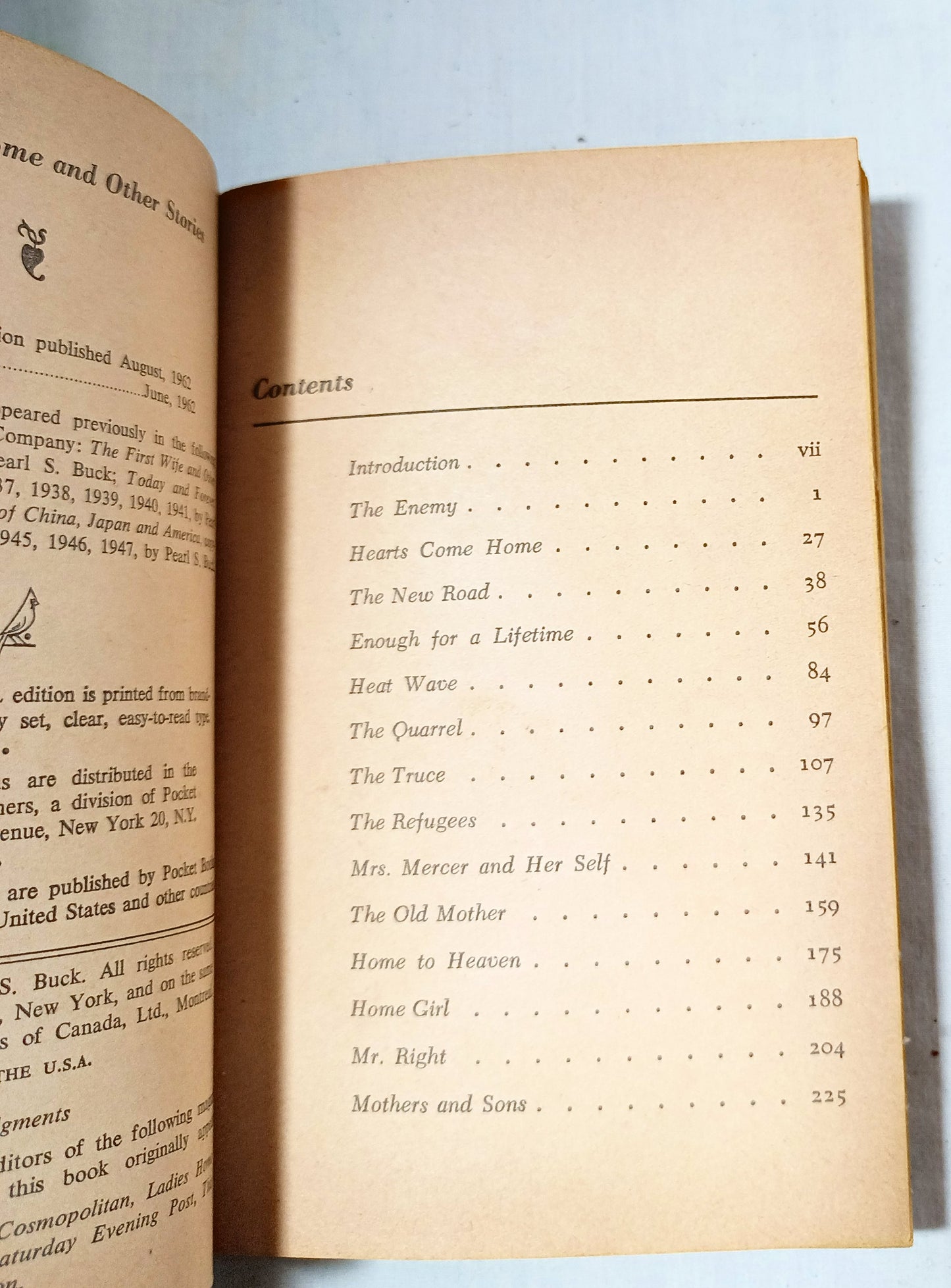 Pearl S Buck Hearts Come Home And Other Stories Pocket Books 1962 - TulipStuff