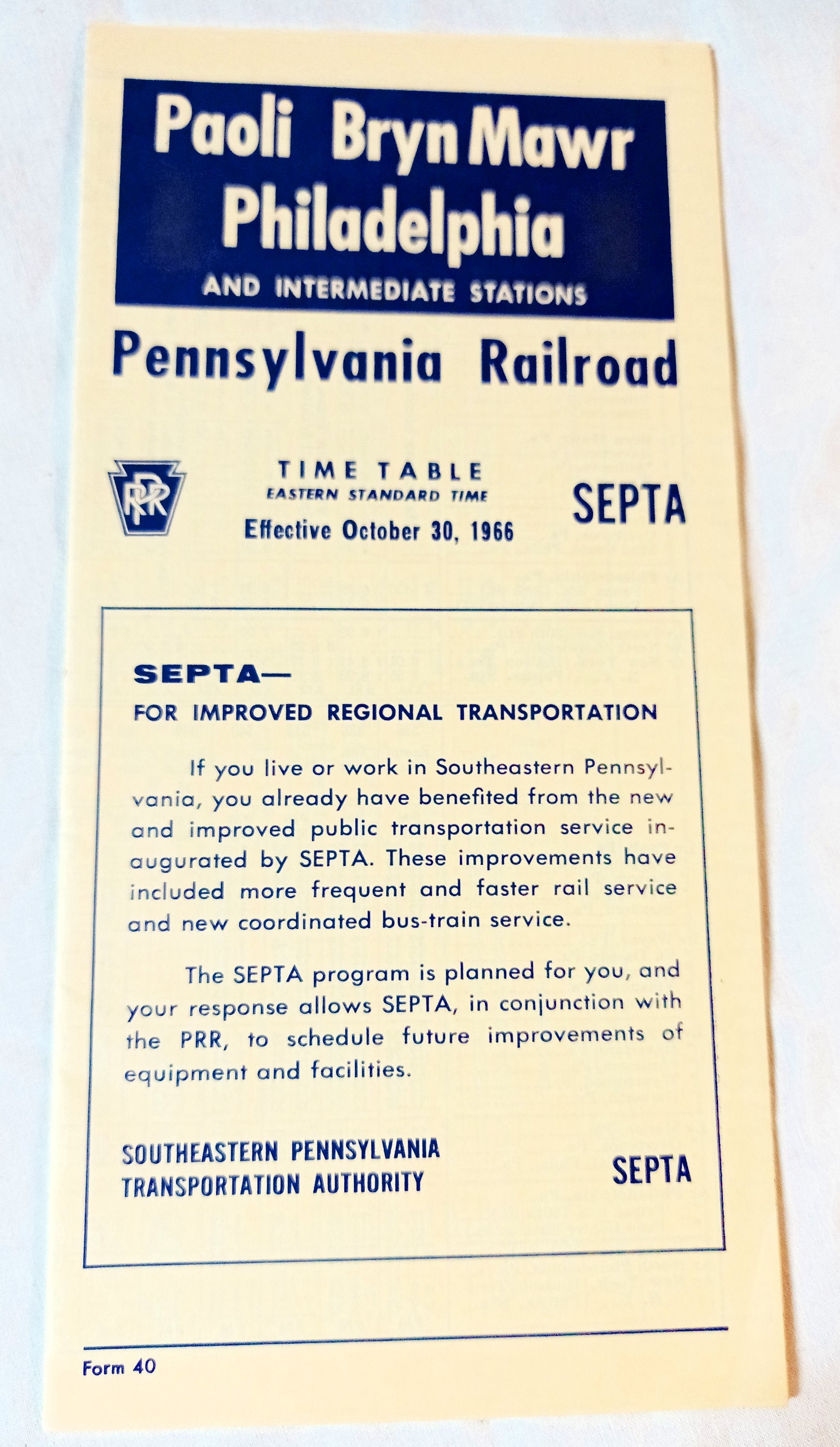Pennsylvania Railroad Paoli Bryn Mawr Philadelphia Timetable 1966 - Tuliptuff