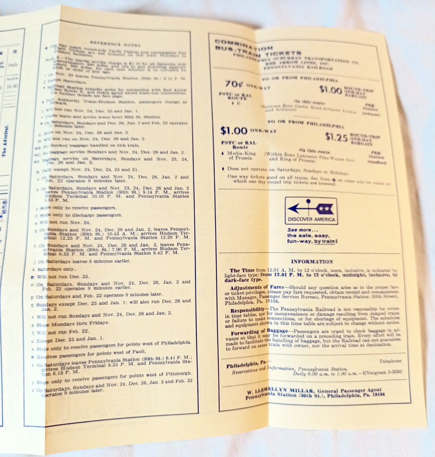 Pennsylvania Railroad Paoli Bryn Mawr Philadelphia Timetable 1966 - Tuliptuff