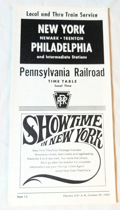 Pennsylvania Railroad New York Trenton Philadelphia Timetable 1967 - TulipStuff