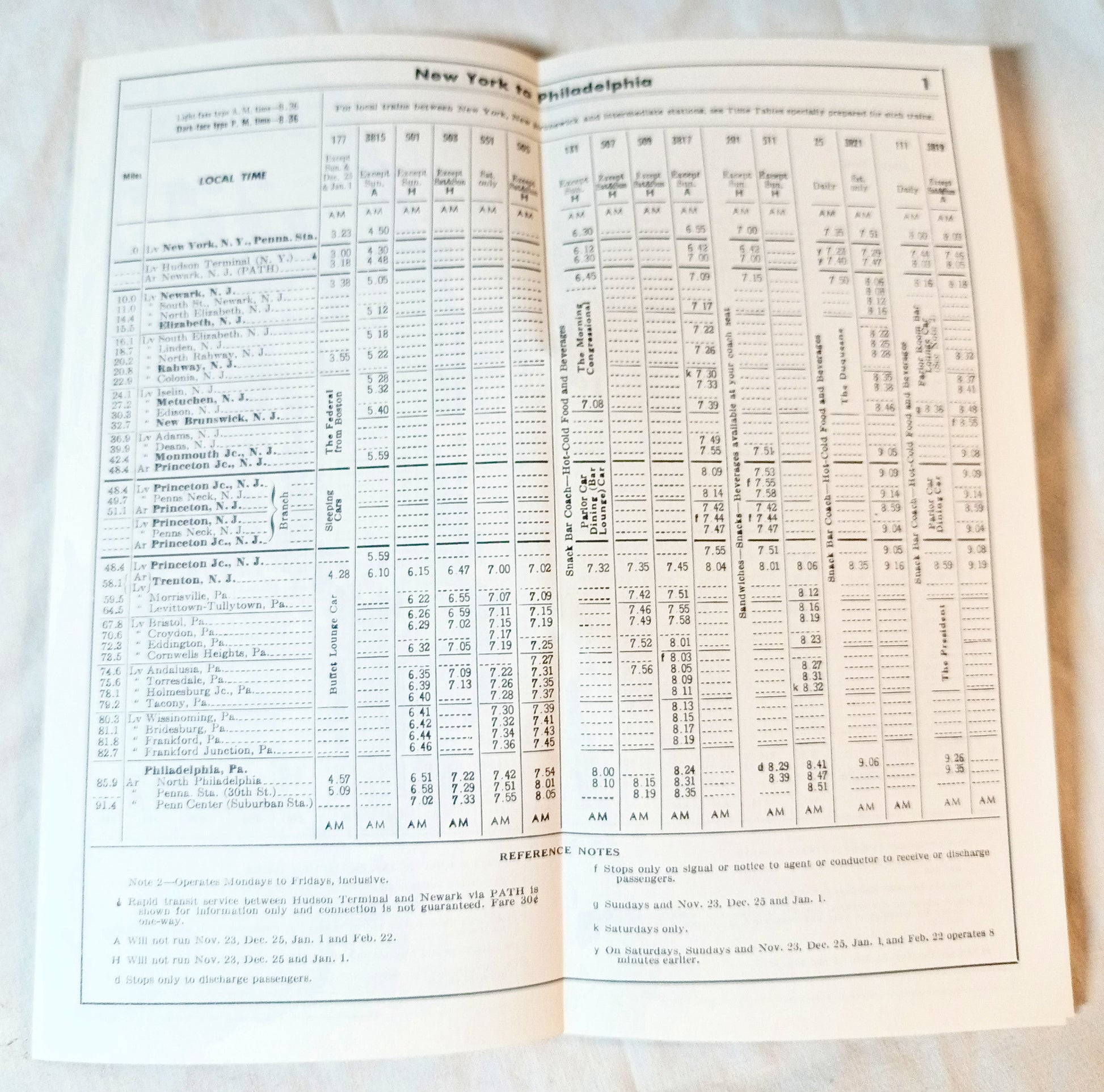 Pennsylvania Railroad New York Trenton Philadelphia Timetable 1967 - TulipStuff