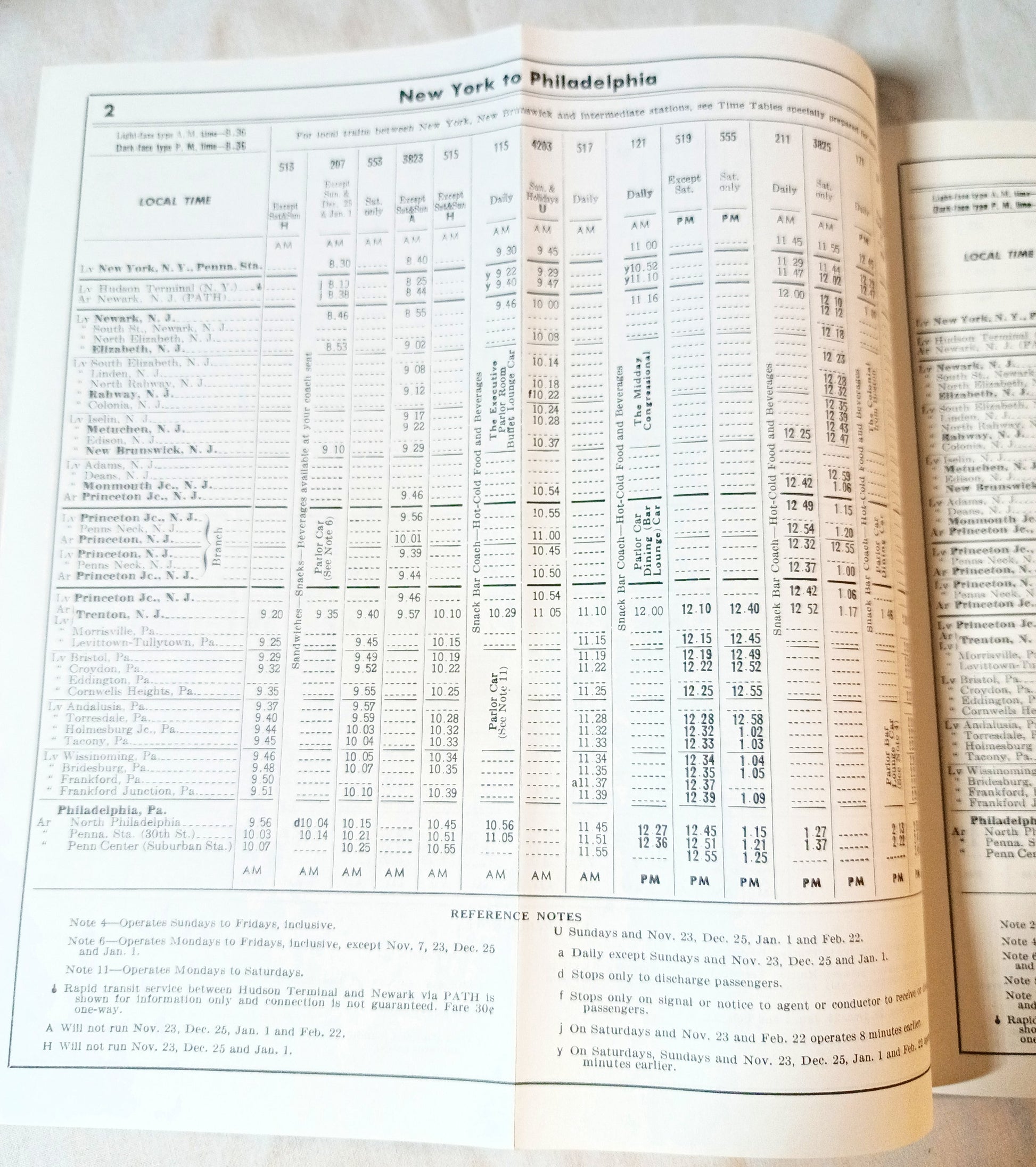 Pennsylvania Railroad New York Trenton Philadelphia Timetable 1967 - TulipStuff