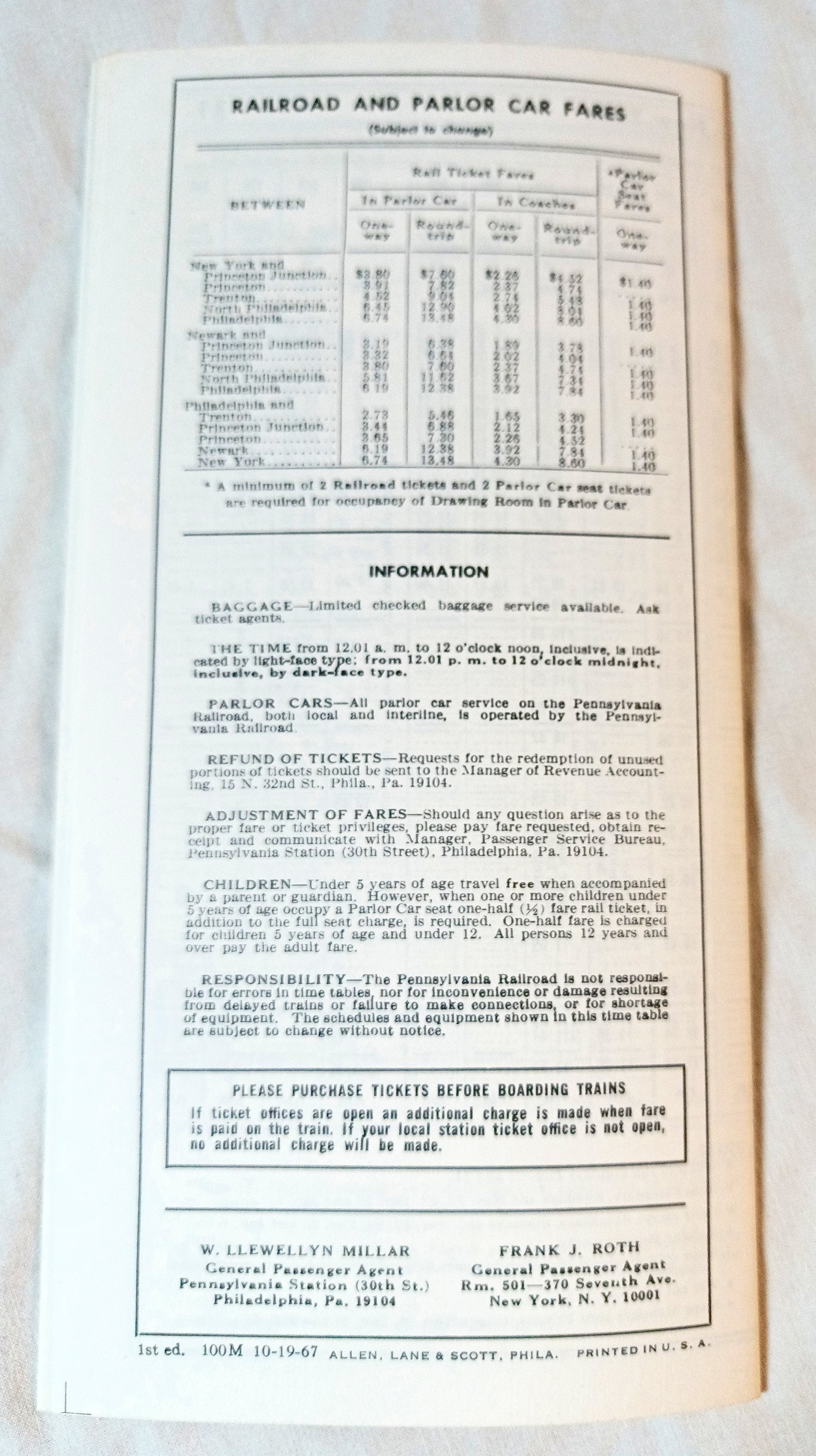 Pennsylvania Railroad New York Trenton Philadelphia Timetable 1967 - TulipStuff