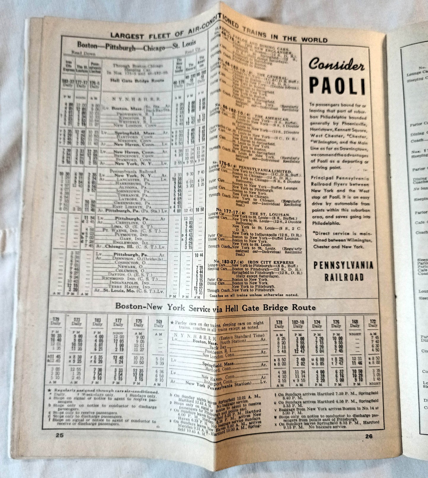Pennsylvania Railroad East-West Passenger Timetables March 1938 - TulipStuff