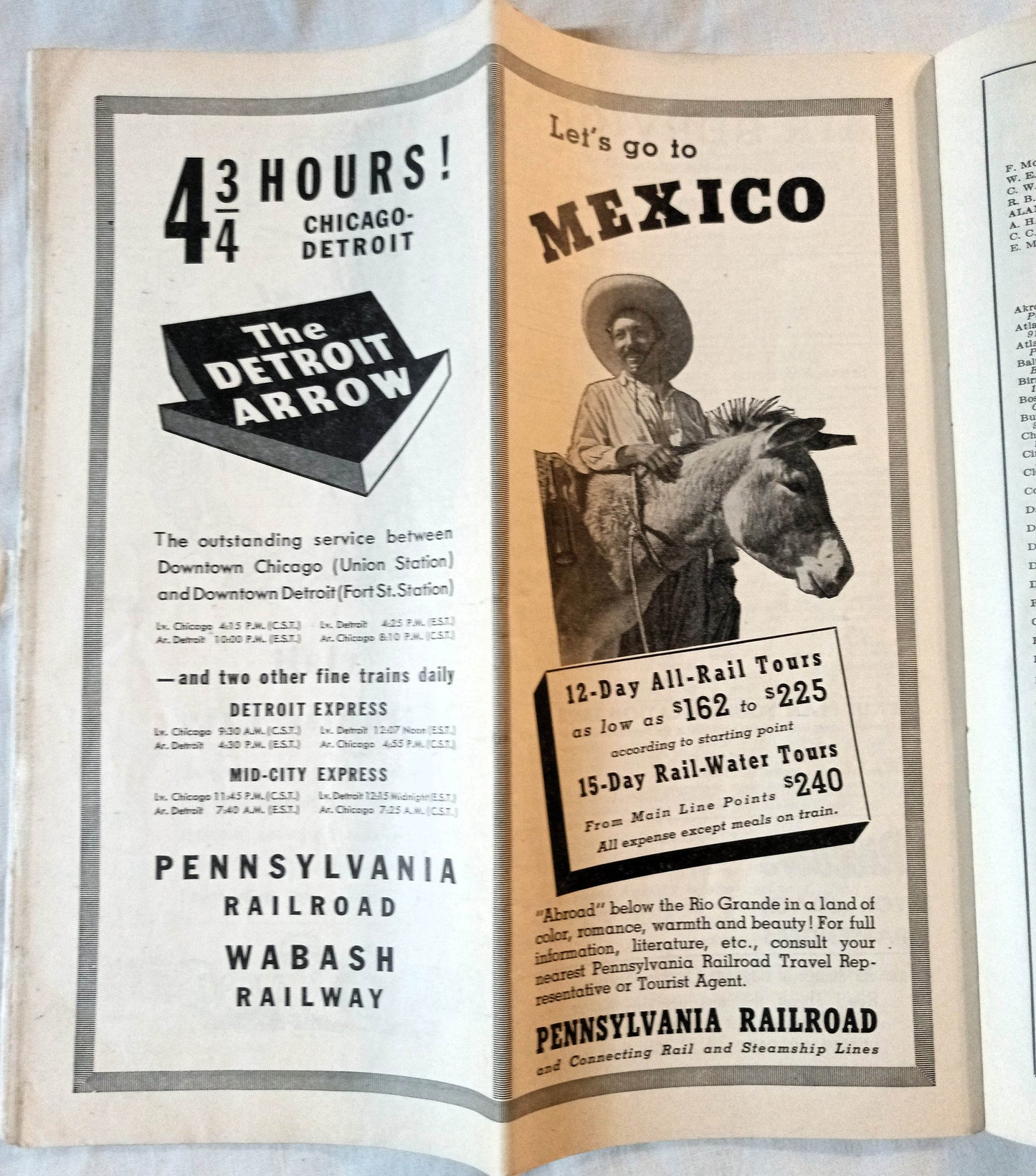 Pennsylvania Railroad East-West Passenger Timetables March 1938 - TulipStuff