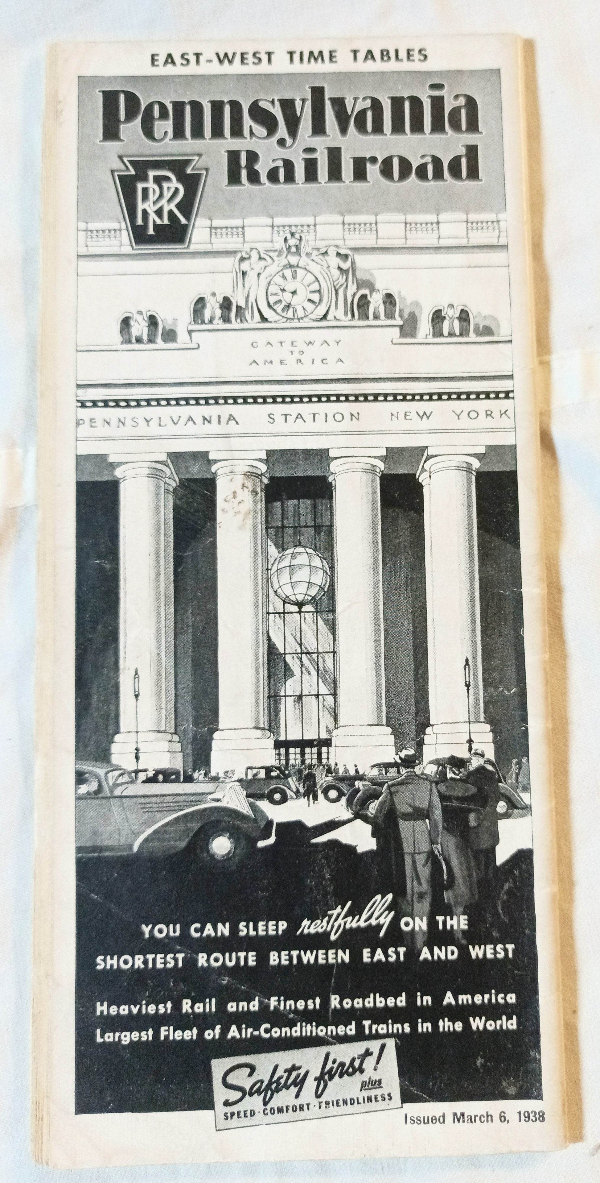 Pennsylvania Railroad East-West Passenger Timetables March 1938 - TulipStuff