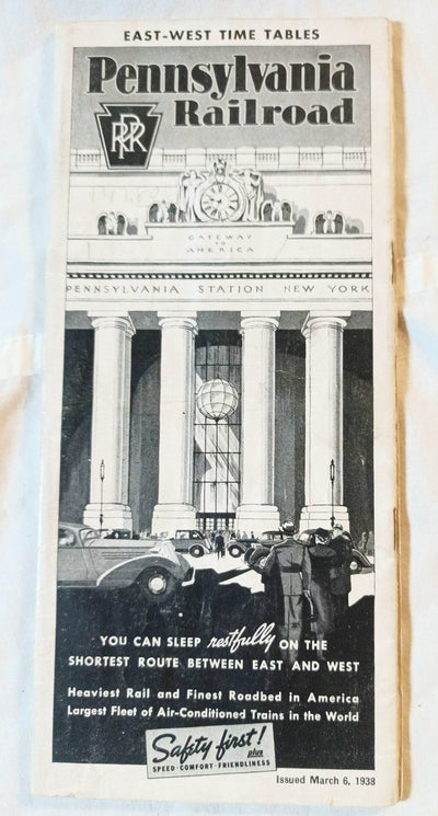 Pennsylvania Railroad East-West Passenger Timetables March 1938 - TulipStuff