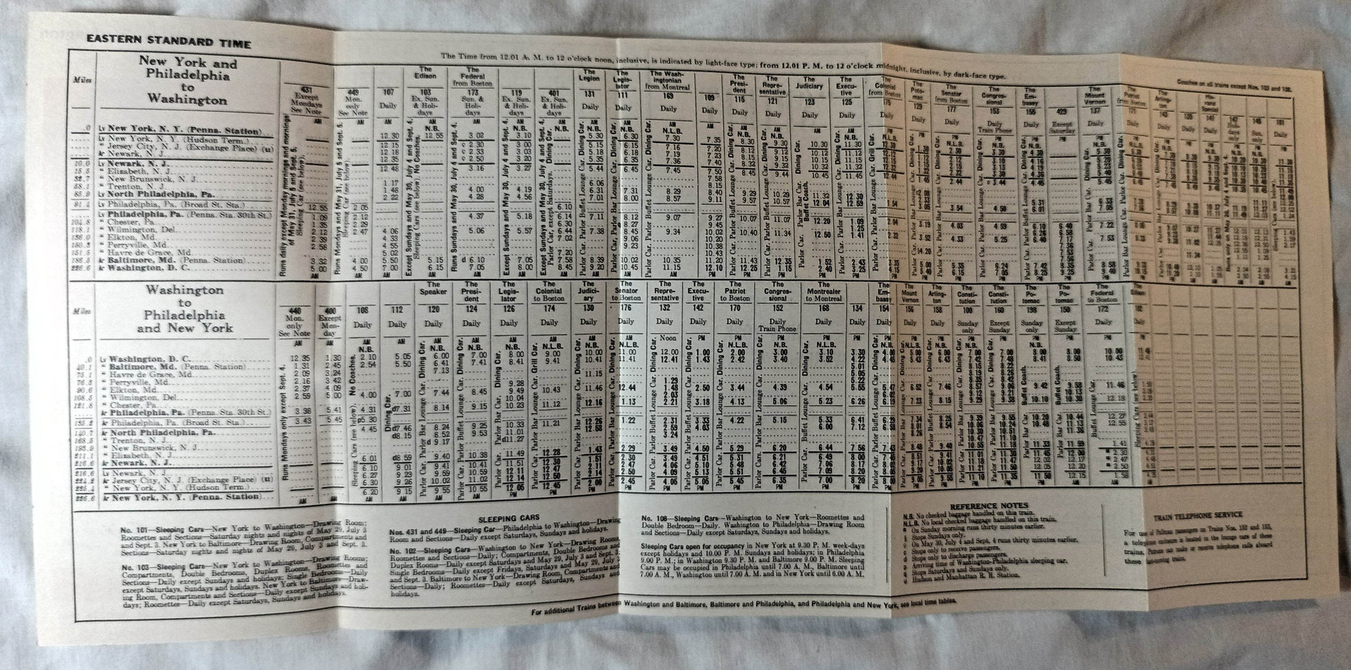 Pennsylvania Railroad New York Philadelphia Washington Timetable 1950 - TulipStuff