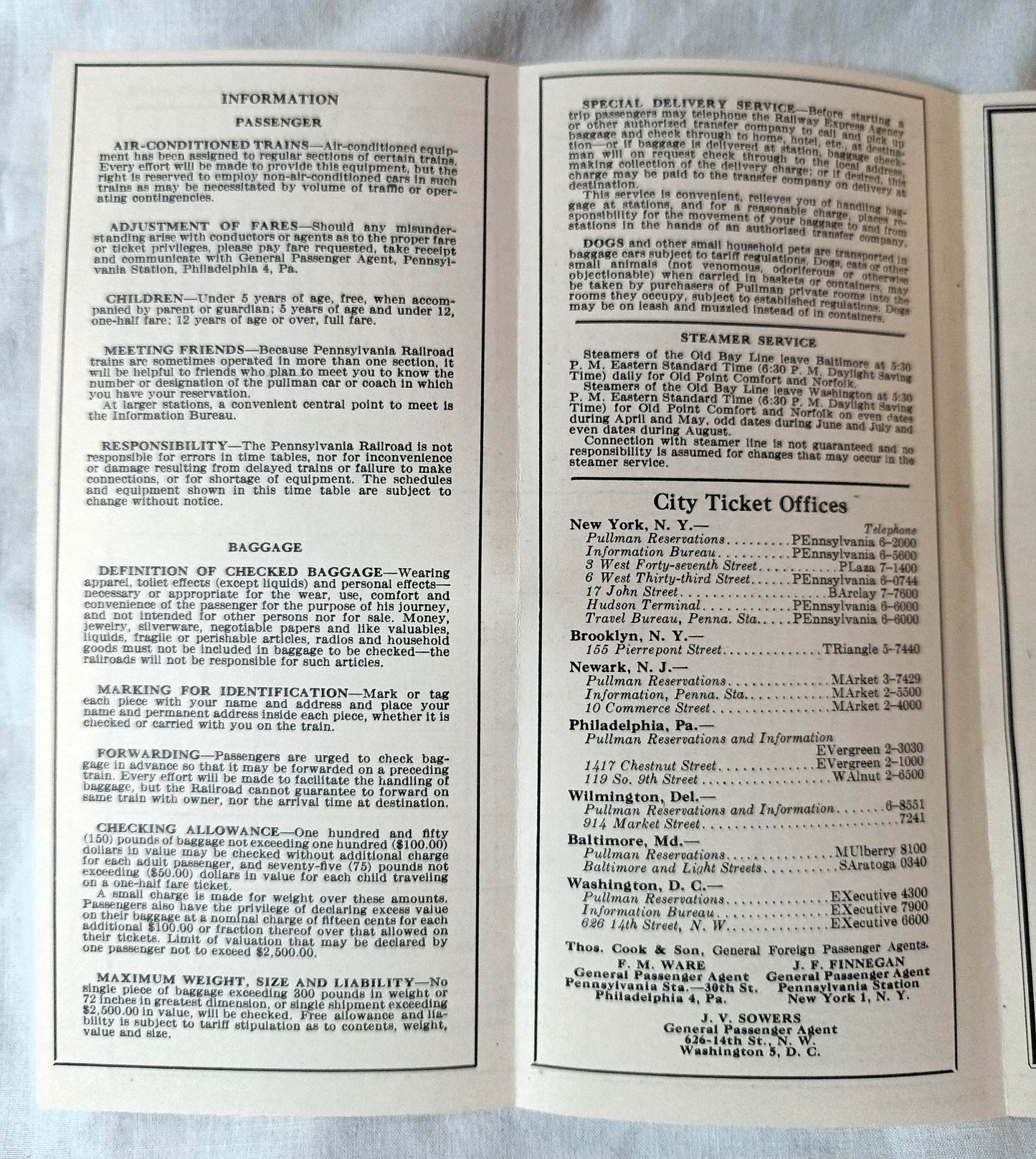 Pennsylvania Railroad New York Philadelphia Washington Timetable 1950 - TulipStuff