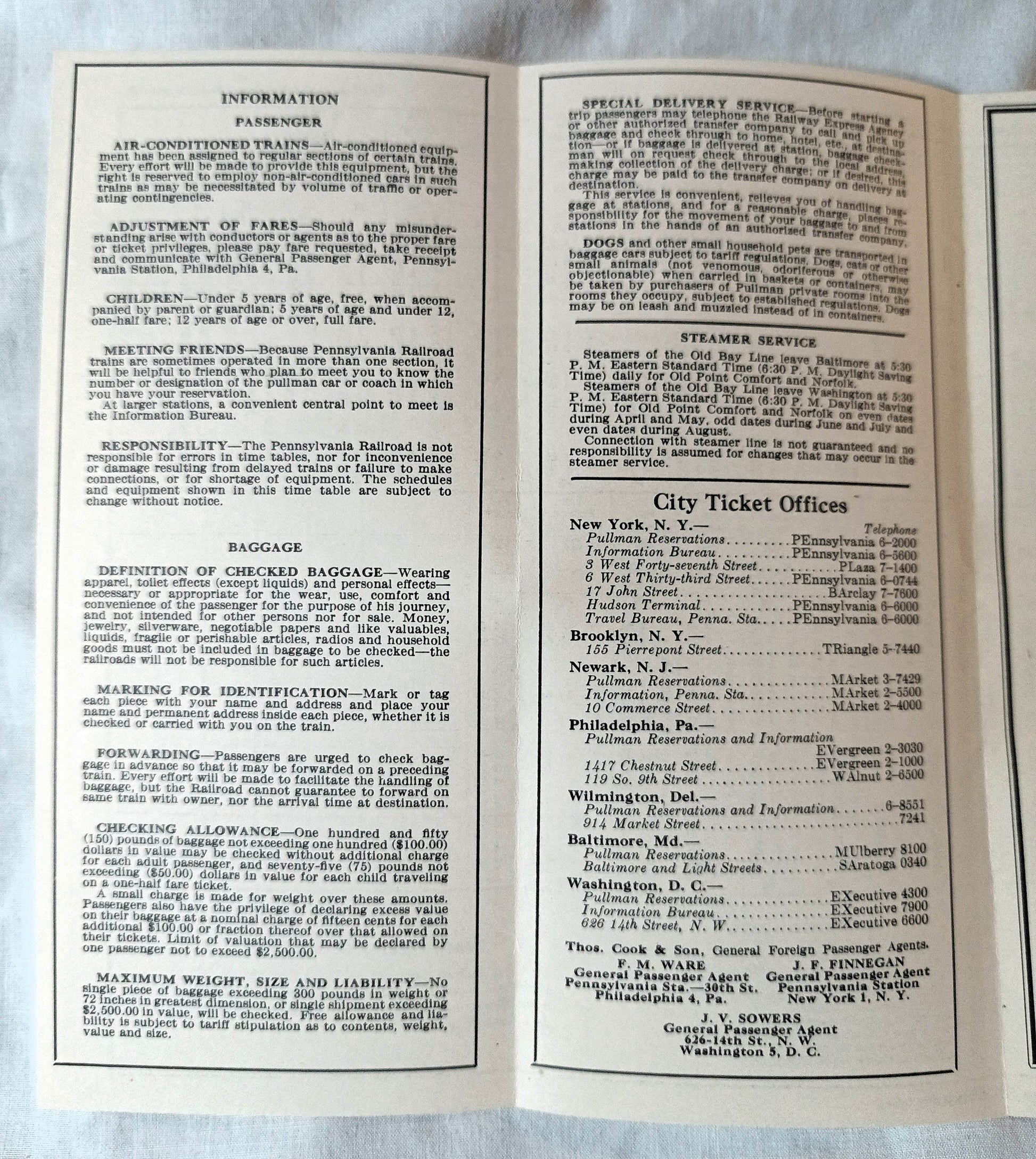 Pennsylvania Railroad New York Philadelphia Washington Timetable 1950 - TulipStuff