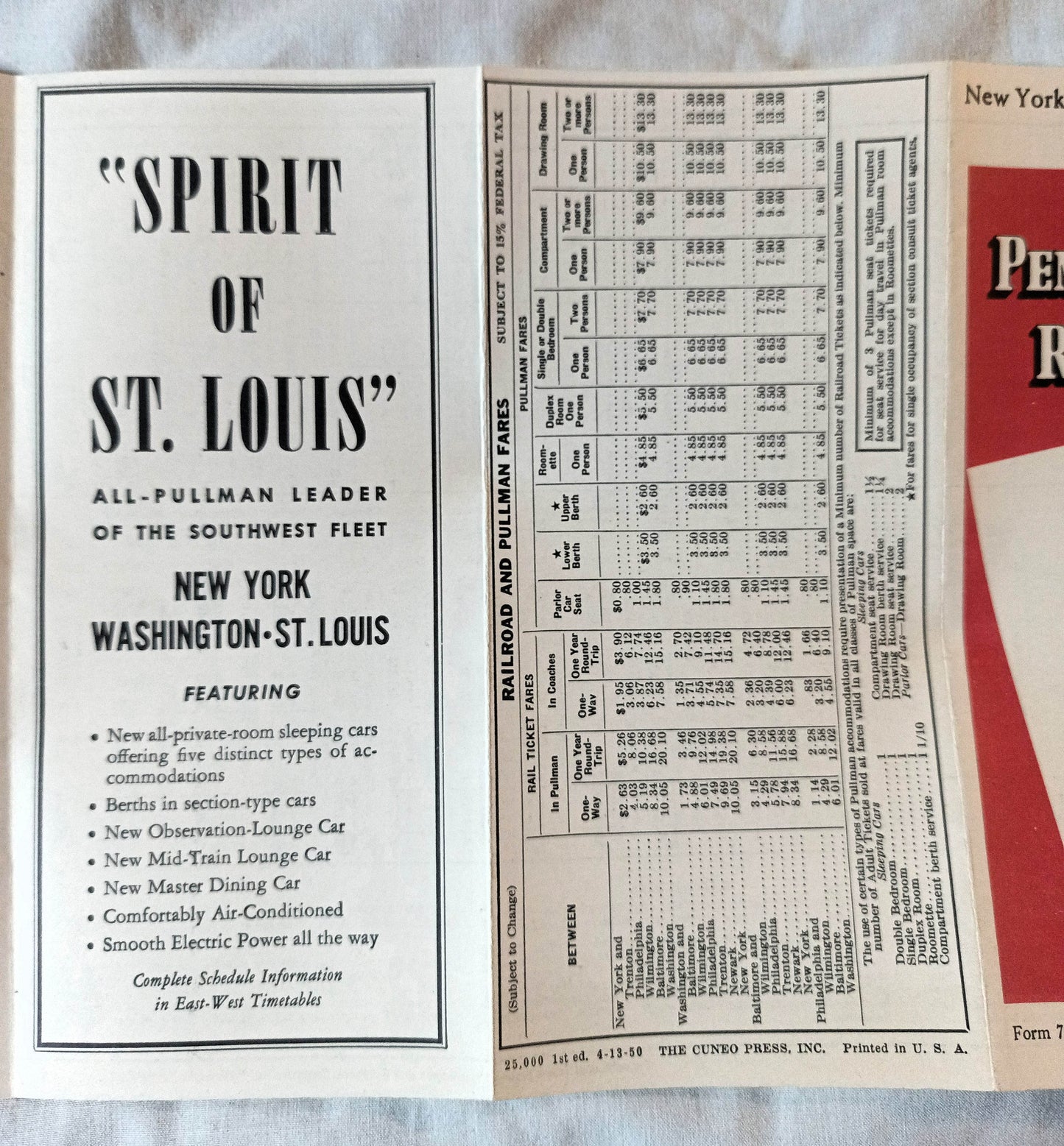 Pennsylvania Railroad New York Philadelphia Washington Timetable 1950 - TulipStuff