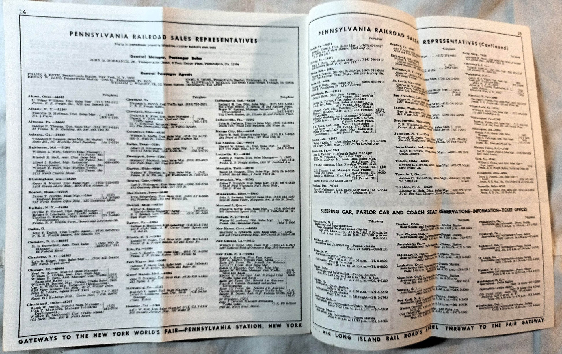 Pennsylvania Railroad Condensed Passenger Train Schedules 1964