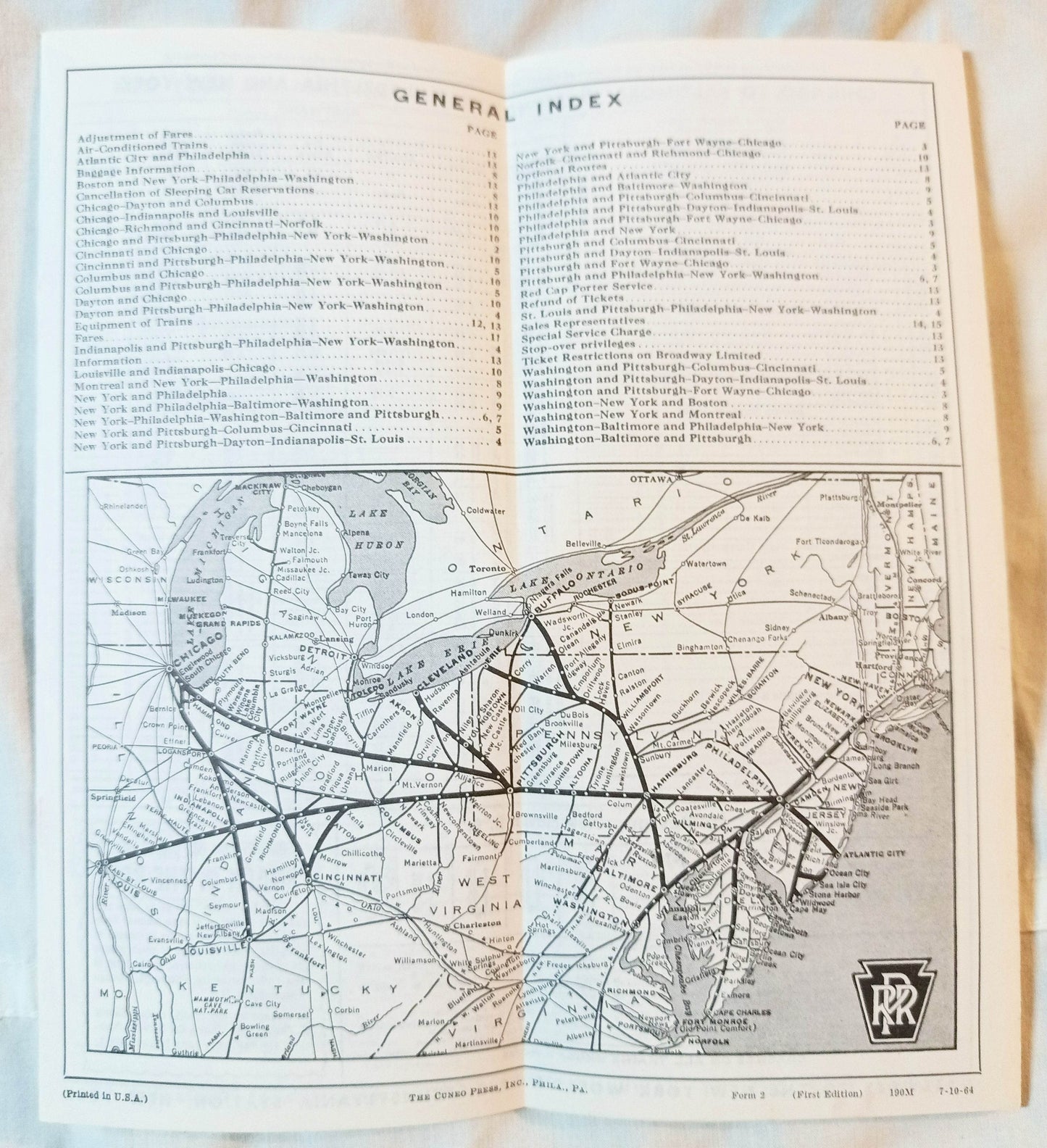 Pennsylvania Railroad Condensed Passenger Train Schedules 1964