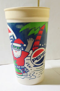 Pepsi Christmas Santa Claus 32 Oz Plastic Cup 1990's Pizza Hut/KFC - TulipStuff