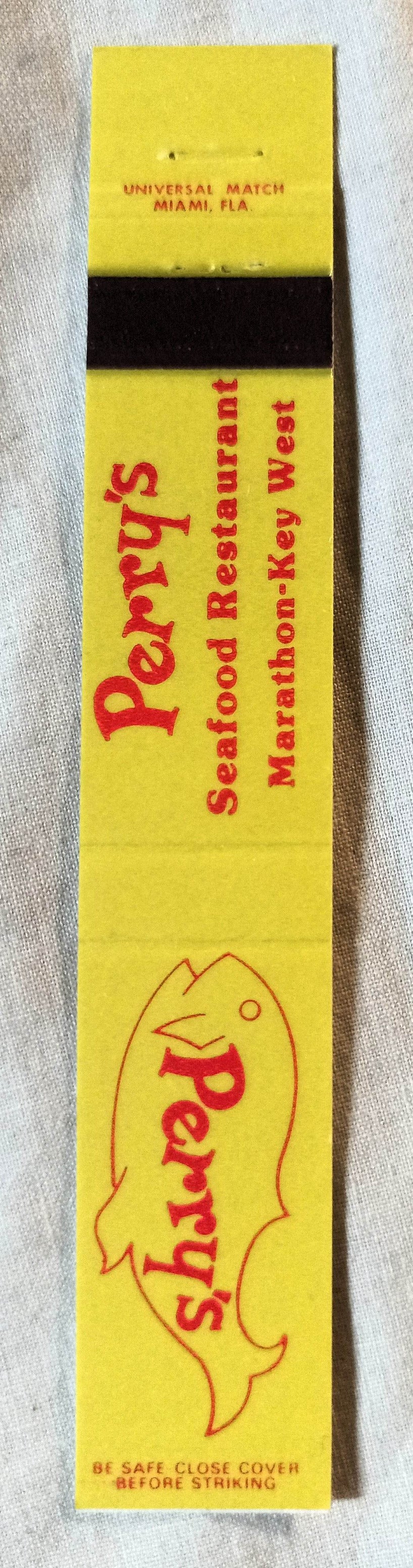 Perry's Seafood Restaurant Marathon Key West FL Matchbook Cover 1970's - TulipStuff